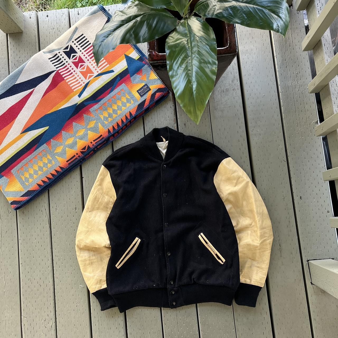 Vintage Lasley Knitting Co Varsity Letterman Jacket Leather/Wool Size US XL / EU 56 / 4 - 2 Thumbnail