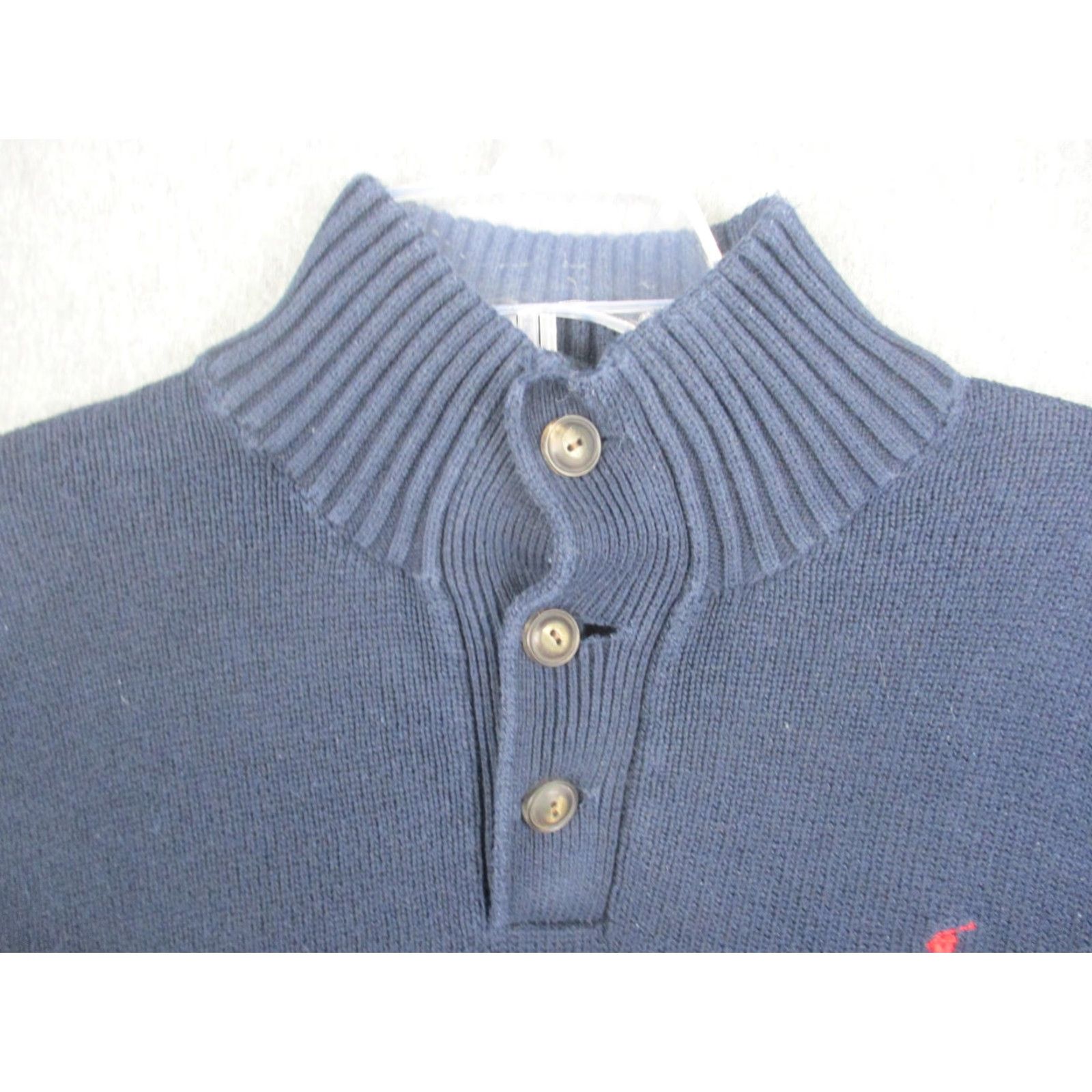 Polo Ralph Lauren Polo Ralph Lauren Sweater Mens Large Blue Henley Mock Neck Cotton Knit Pony Logo Size US L / EU 52-54 / 3 - 3 Thumbnail