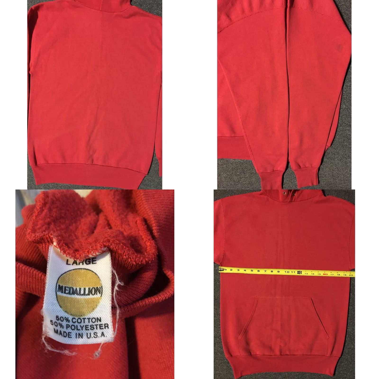 Vintage VINTAGE Medallion Hoodie Shirt Adult M Red 80s 90s Distressed Faded Vintage USA Track Punk Grunge Skate Surf Biker Punk Made in the USA Size US M / EU 48-50 / 2 - 8 Thumbnail