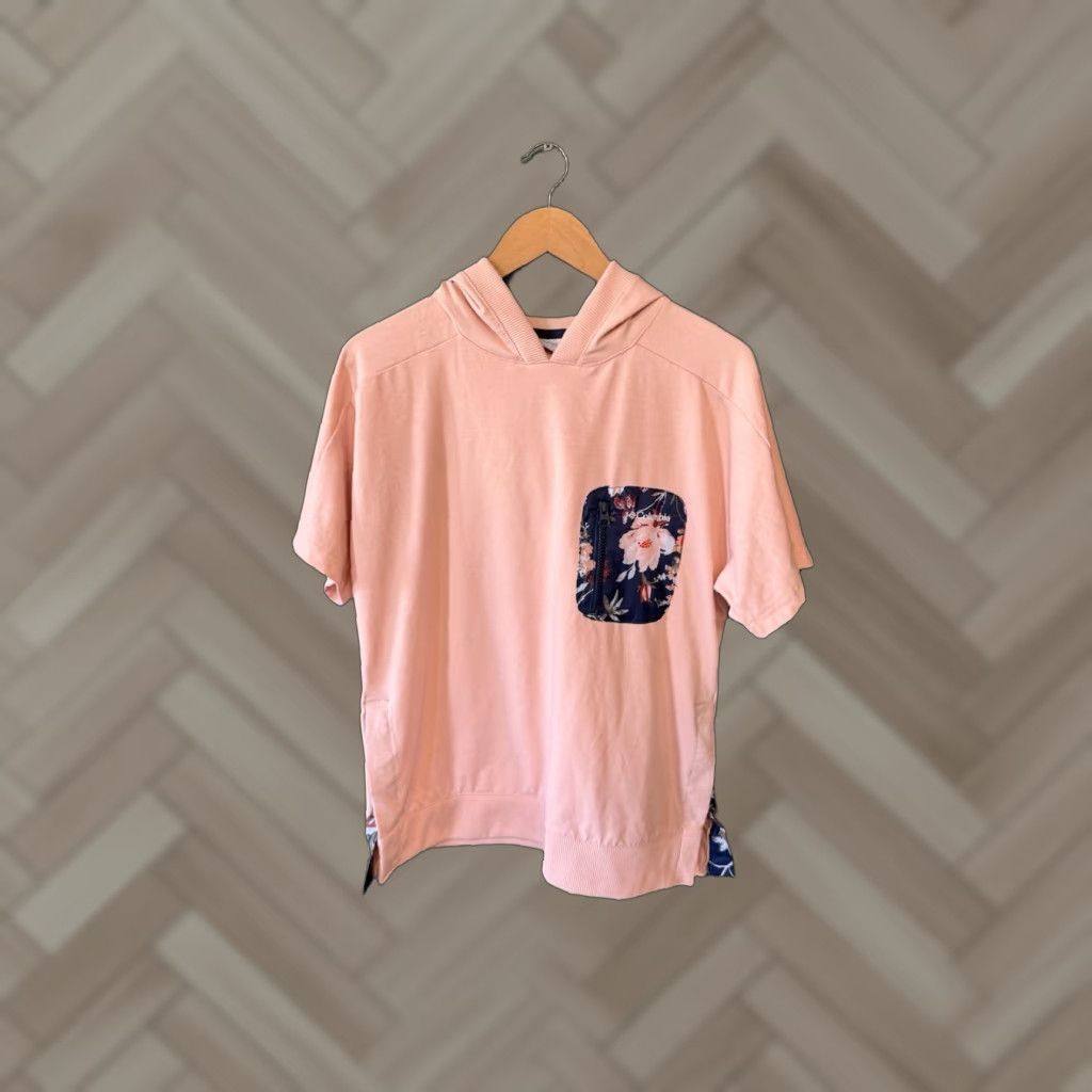 Vintage Columbia Hooded T-Shirt Womens Peach Floral Short Sleeve Size M Crew Neck" Size M / US 6-8 / IT 42-44 - 1 Thumbnail