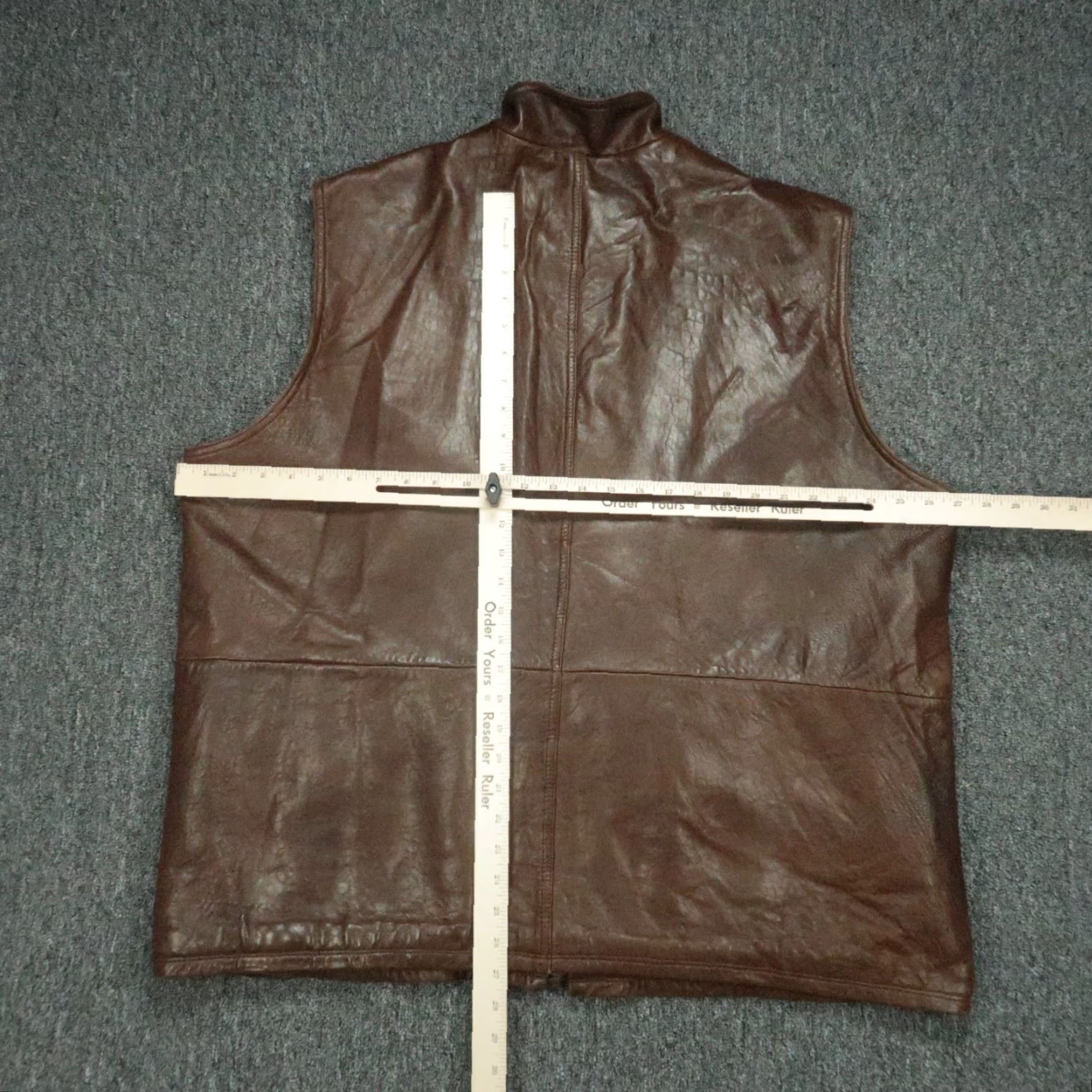 Orvis Orvis Mens XL Brown Leather Full Zip Lined Vest Pockets Hiking Hunting Casual Workwear Winter Spring Fall Mens Size US XL / EU 56 / 4 - 7 Thumbnail
