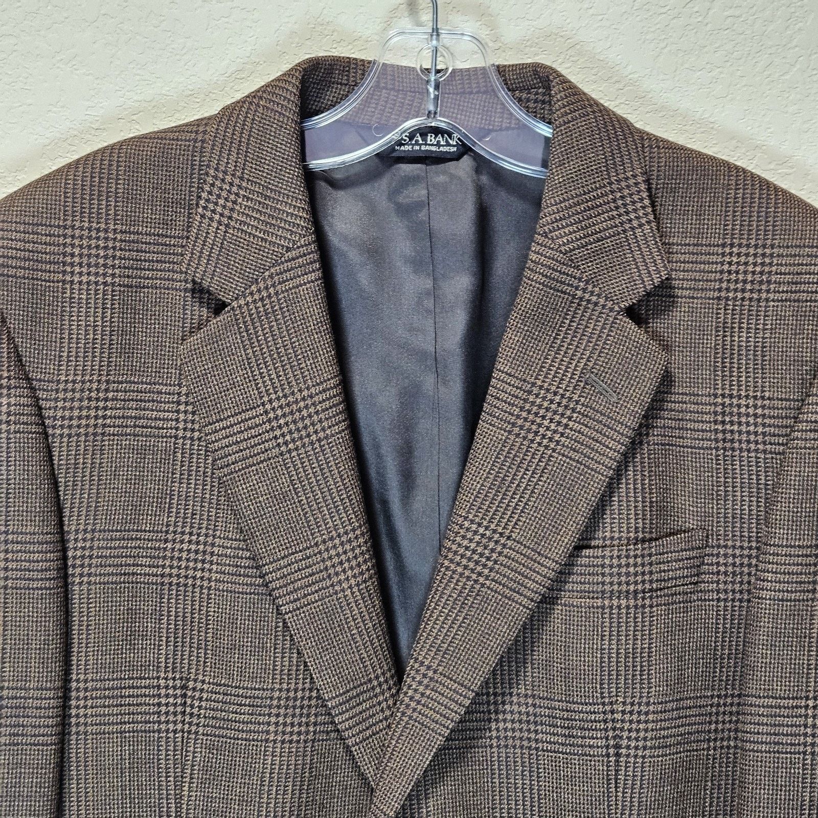 Jos. A. Bank Jos A Bank Blazer Men 40S Windowpane Plaid Jacket Size 40S - 18 Thumbnail