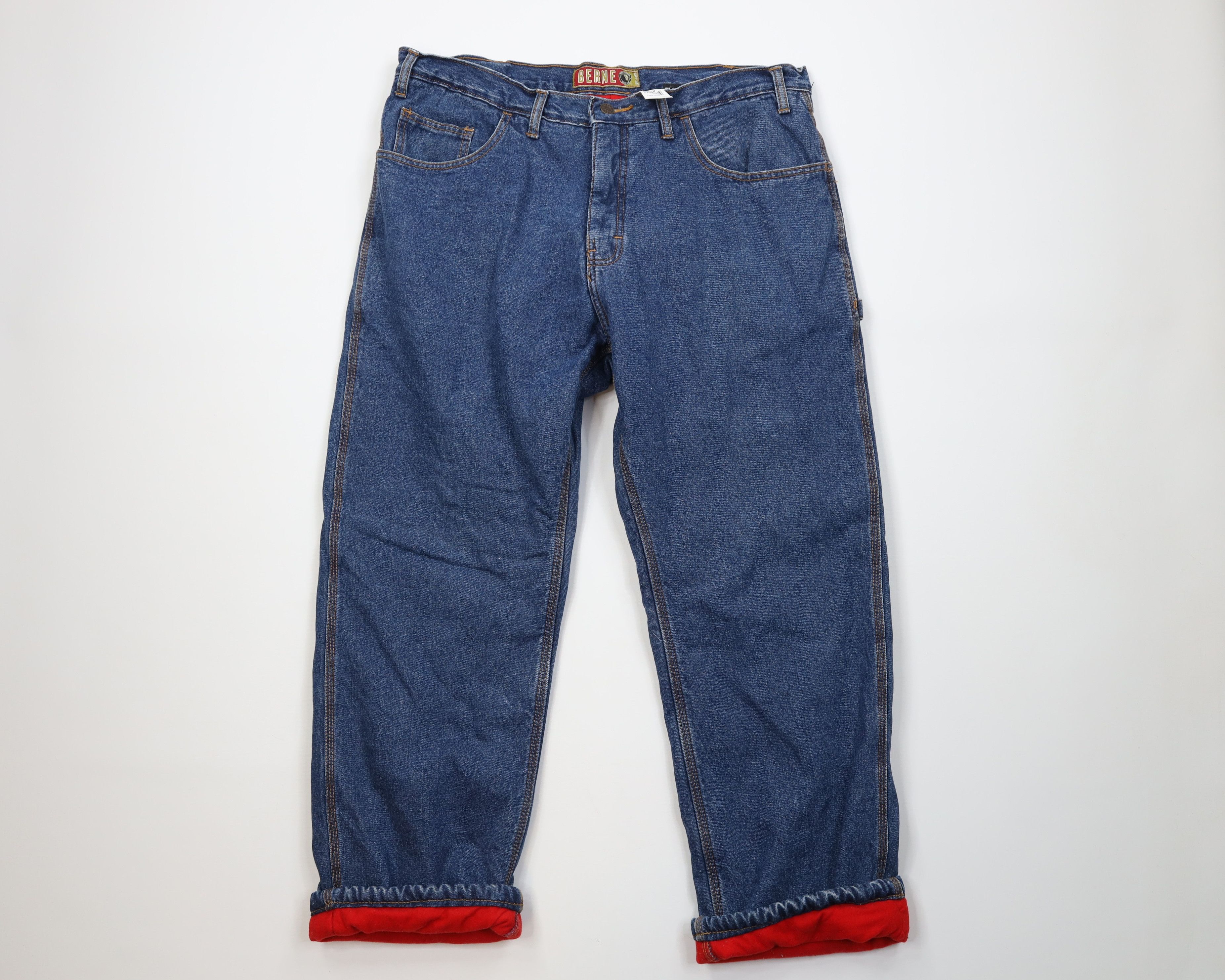 Vintage Vintage Y2K Streetwear Lined Wide Leg Dungaree Denim Jeans Size US 36 / EU 52 - 1 Thumbnail