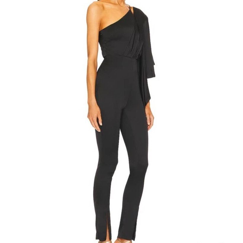 REVOLVE MICHAEL COSTELLO Sakura Jumpsuit in Black One Shoulder Small Size 27" / US 4 / IT 40 - 3 Thumbnail
