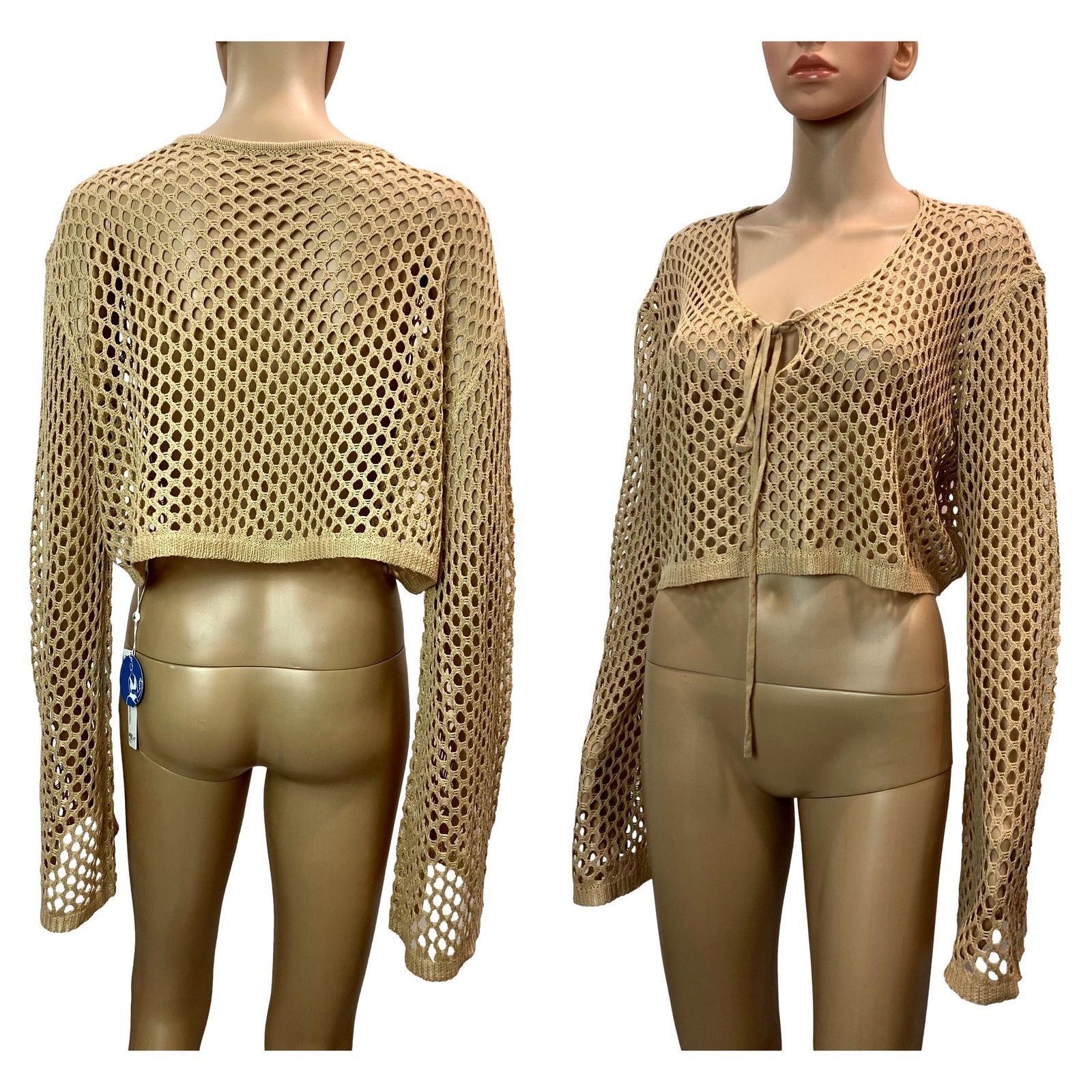 Other NEW CUPSHE Crop Crochet Open Knit Bell Sleeve Sweater | S Size S / US 4 / IT 40 - 5 Thumbnail