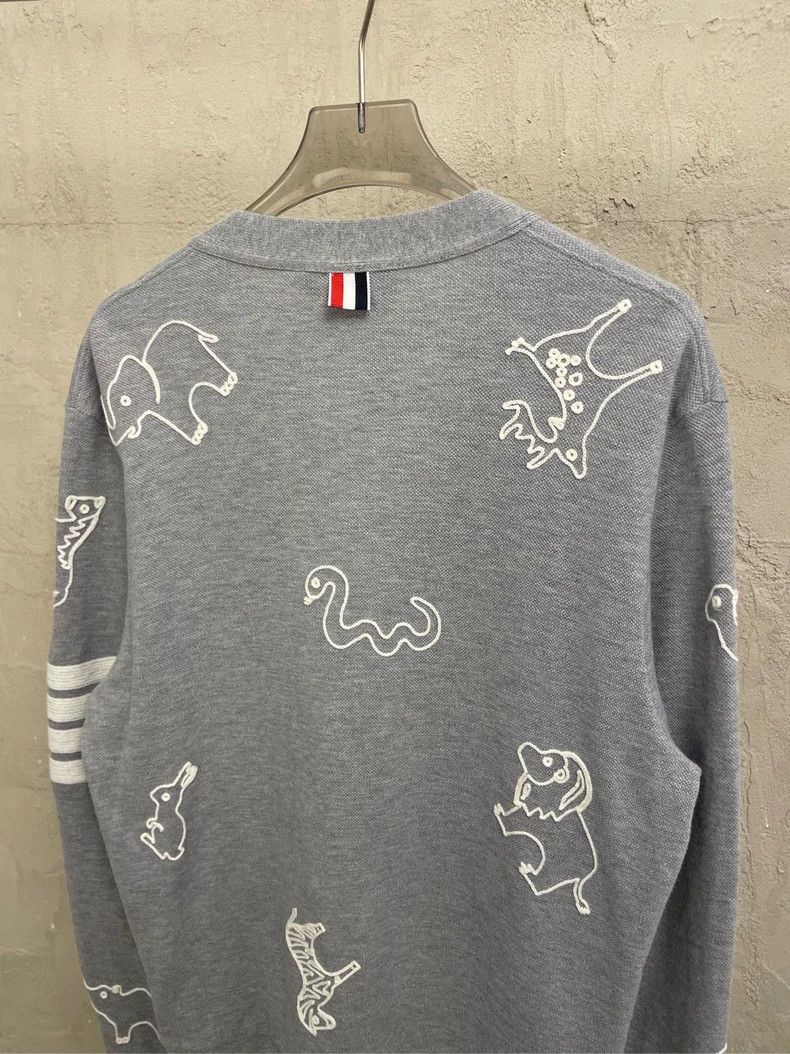 Thom Browne Thom browne Gray Xiu Zoo Four-Striped Knitted Cardigan jack Size US S / EU 44-46 / 1 - 4 Thumbnail