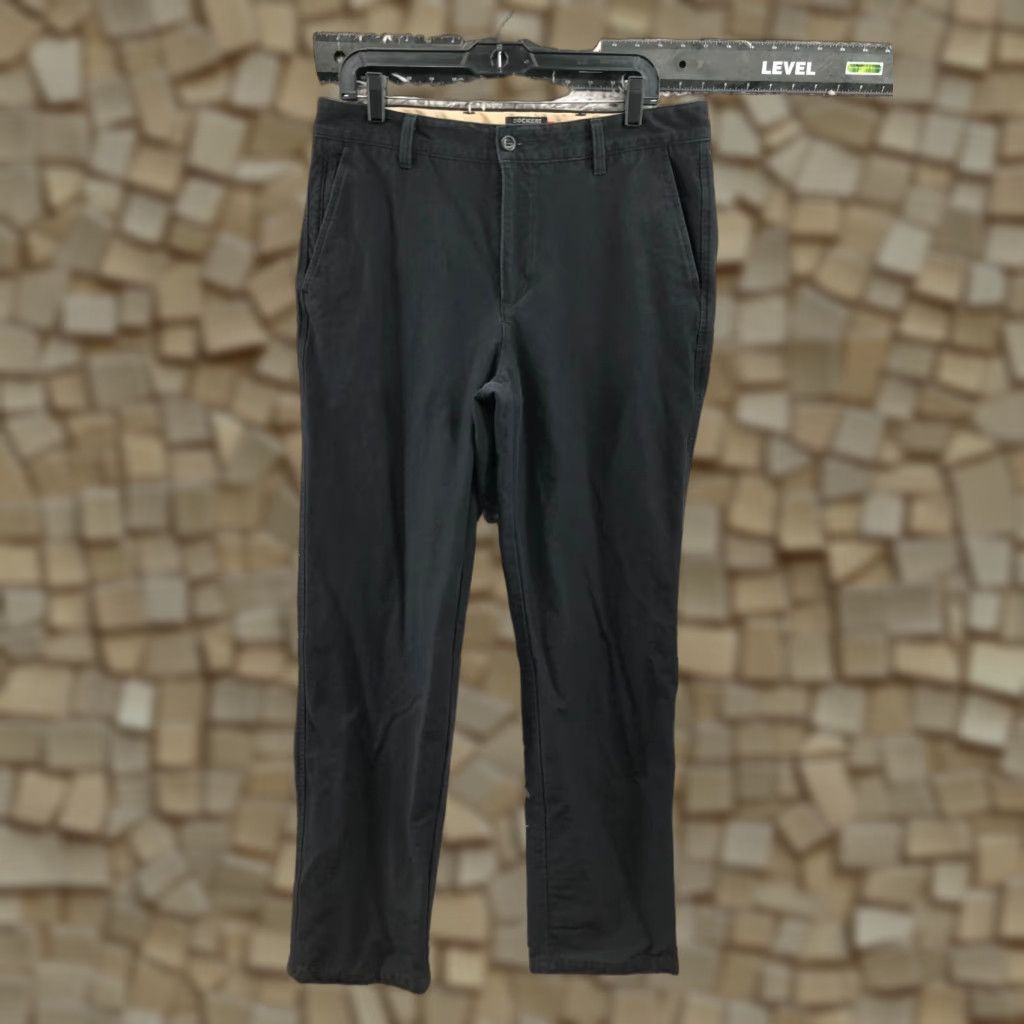 Dockers DOCKERS Signature Khaki Straight Pants Mens Regular 33 Black 5-Pocket Knit Stretch City Size US 33 - 1 Thumbnail