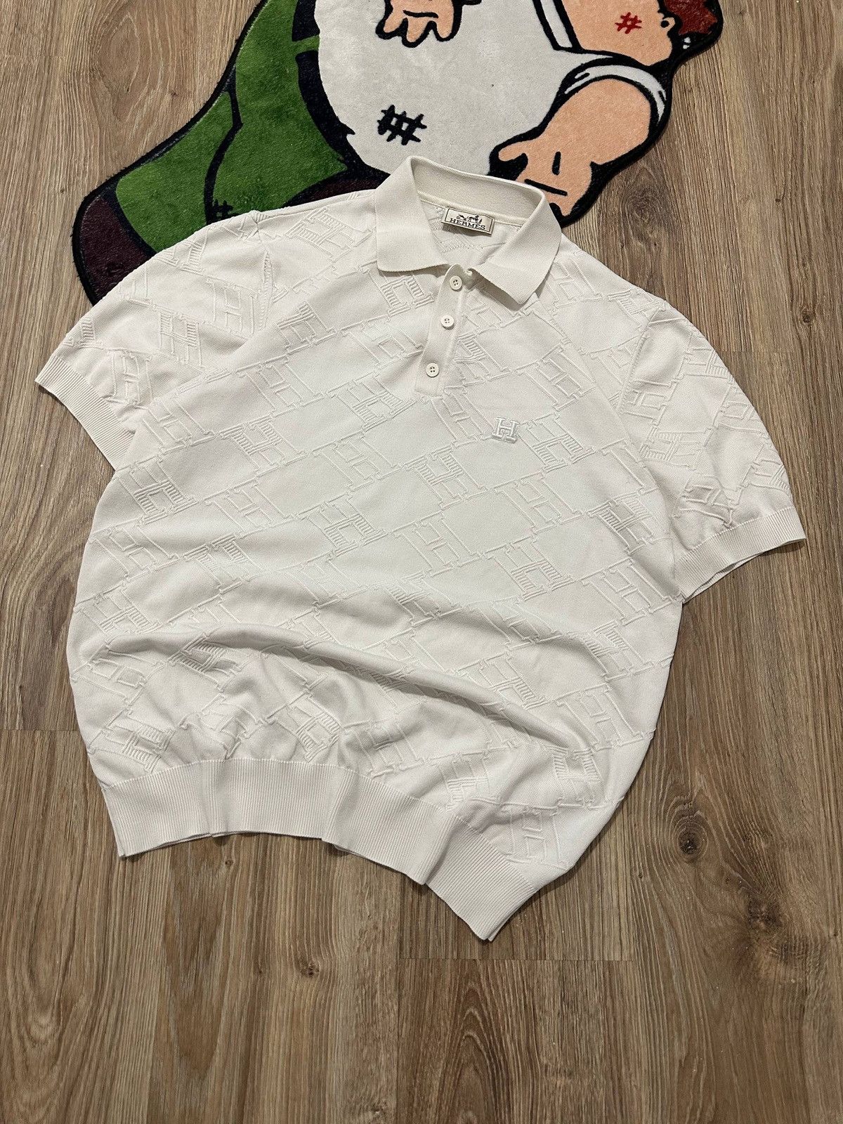 Hermes Hermes white monogram polo shirt Size US XL / EU 56 / 4 - 1 Thumbnail