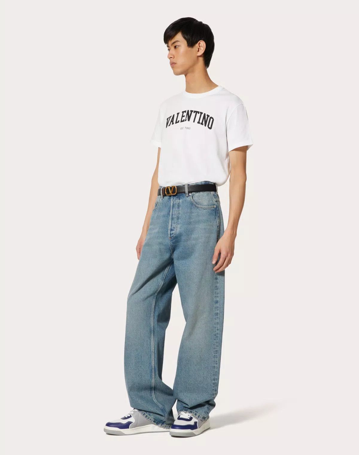 Valentino oc11z0725 Print Cotton T-Shirt in White Size US M / EU 48-50 / 2 - 3 Thumbnail