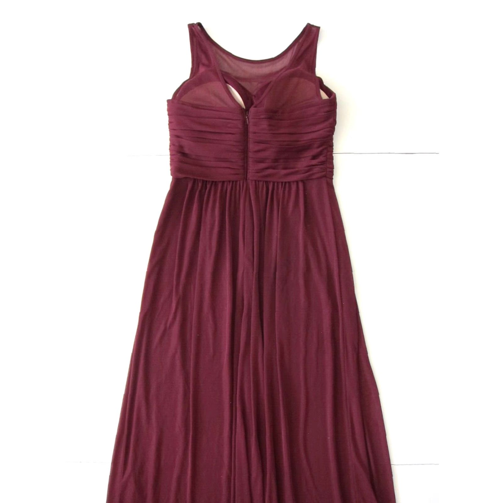 Vintage VINTAGE David's Bridal Red Maroon Stretch Lace Ruched Long Maxi Gown Party Dress Size 6 Size M / US 6-8 / IT 42-44 - 6 Thumbnail