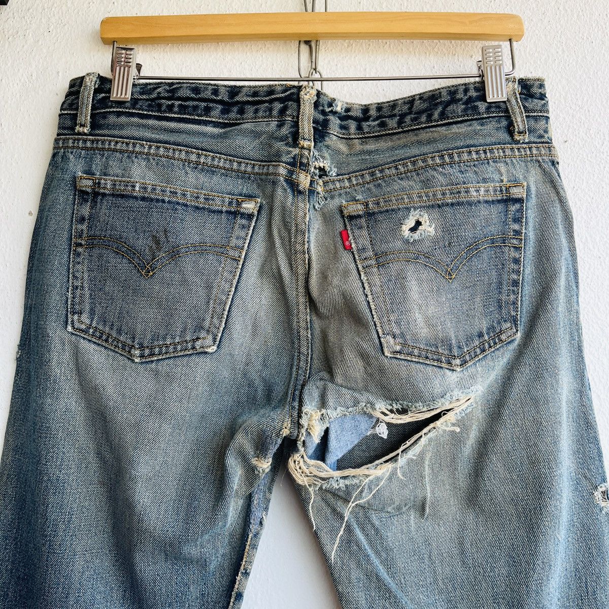 Levi's Vintage Levi's R Tag Distresse Selvedge Jeans Talon Zipper Size US 31 - 24 Thumbnail