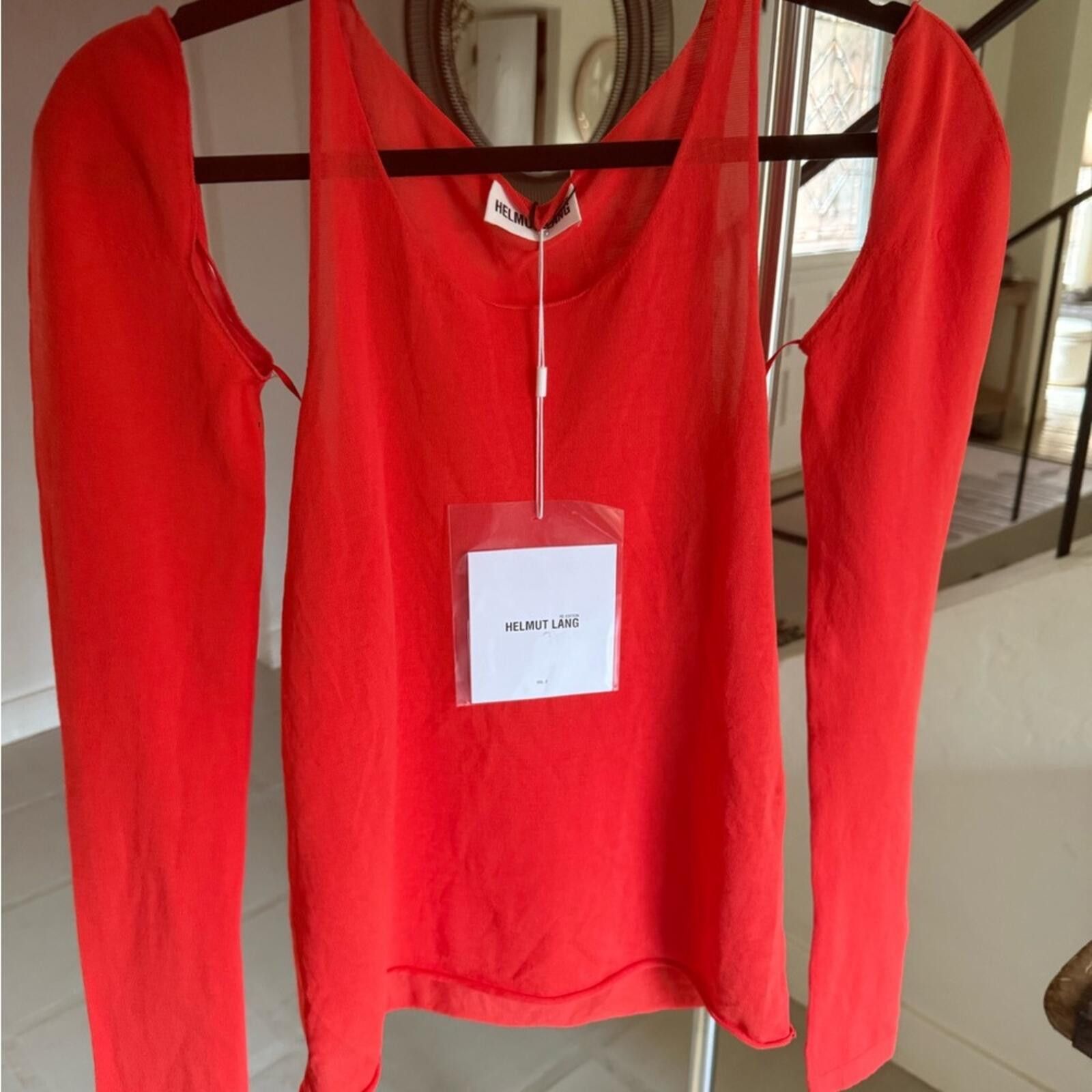Helmut Lang NWT $445 Helmut Lang Orange Long Sleeve Top, Size M Size M / US 6-8 / IT 42-44 - 6 Thumbnail