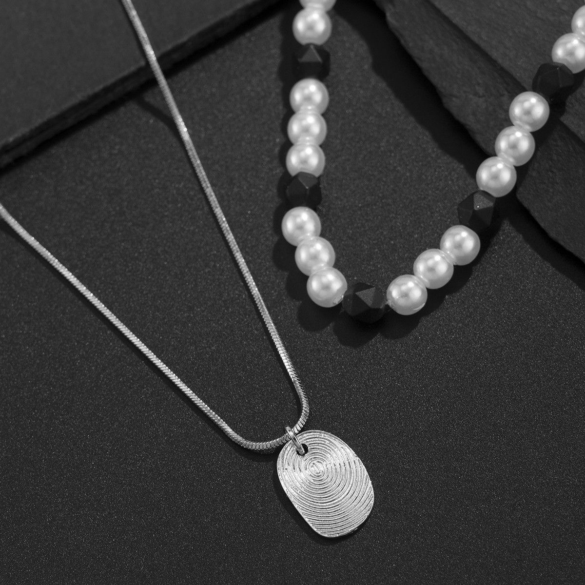 Vintage Geometric Imitation Pearl Beaded Necklace Size ONE SIZE - 5 Thumbnail