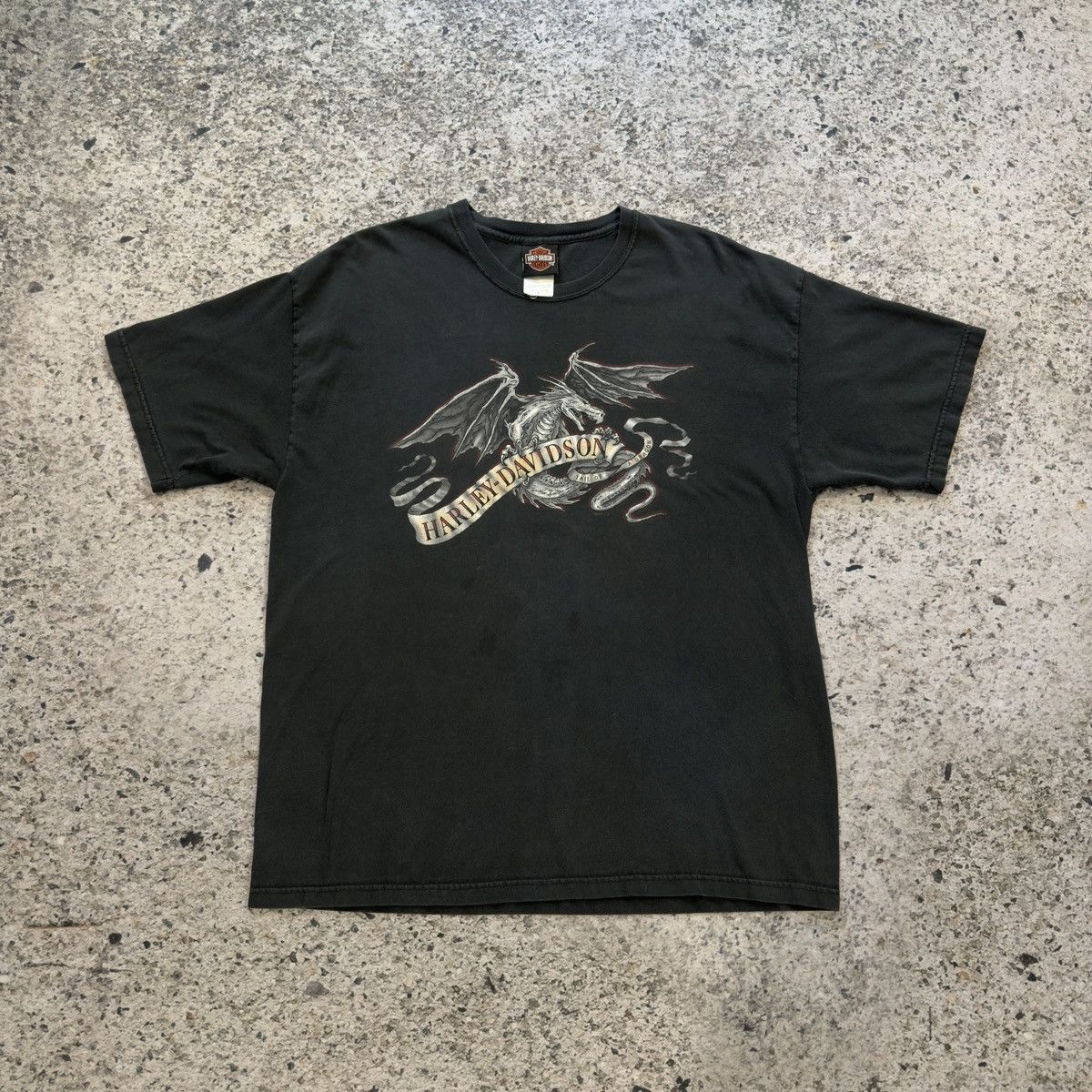 Harley Davidson Faded Thrashed Distressed Dragon Tee ERD Grunge Size US XL / EU 56 / 4 - 1 Thumbnail