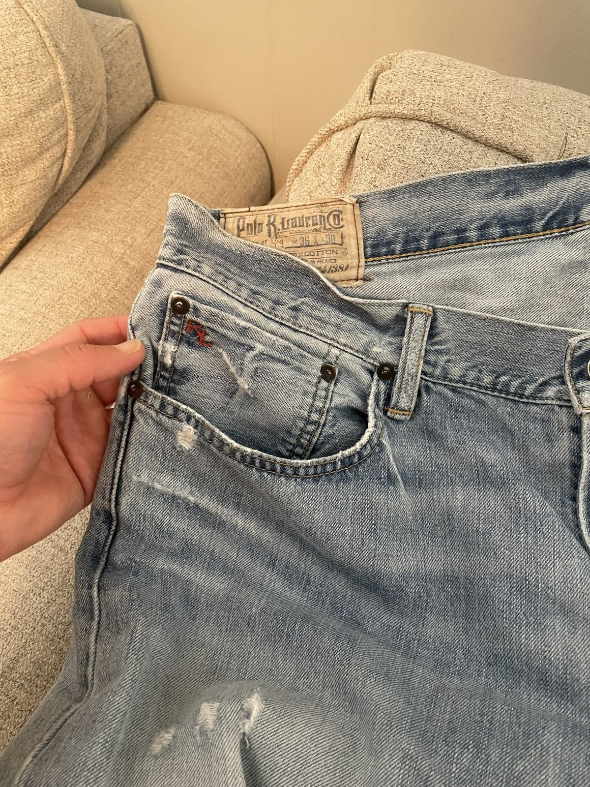Polo Ralph Lauren Polo distressed washed denim Size US 35 - 9 Thumbnail