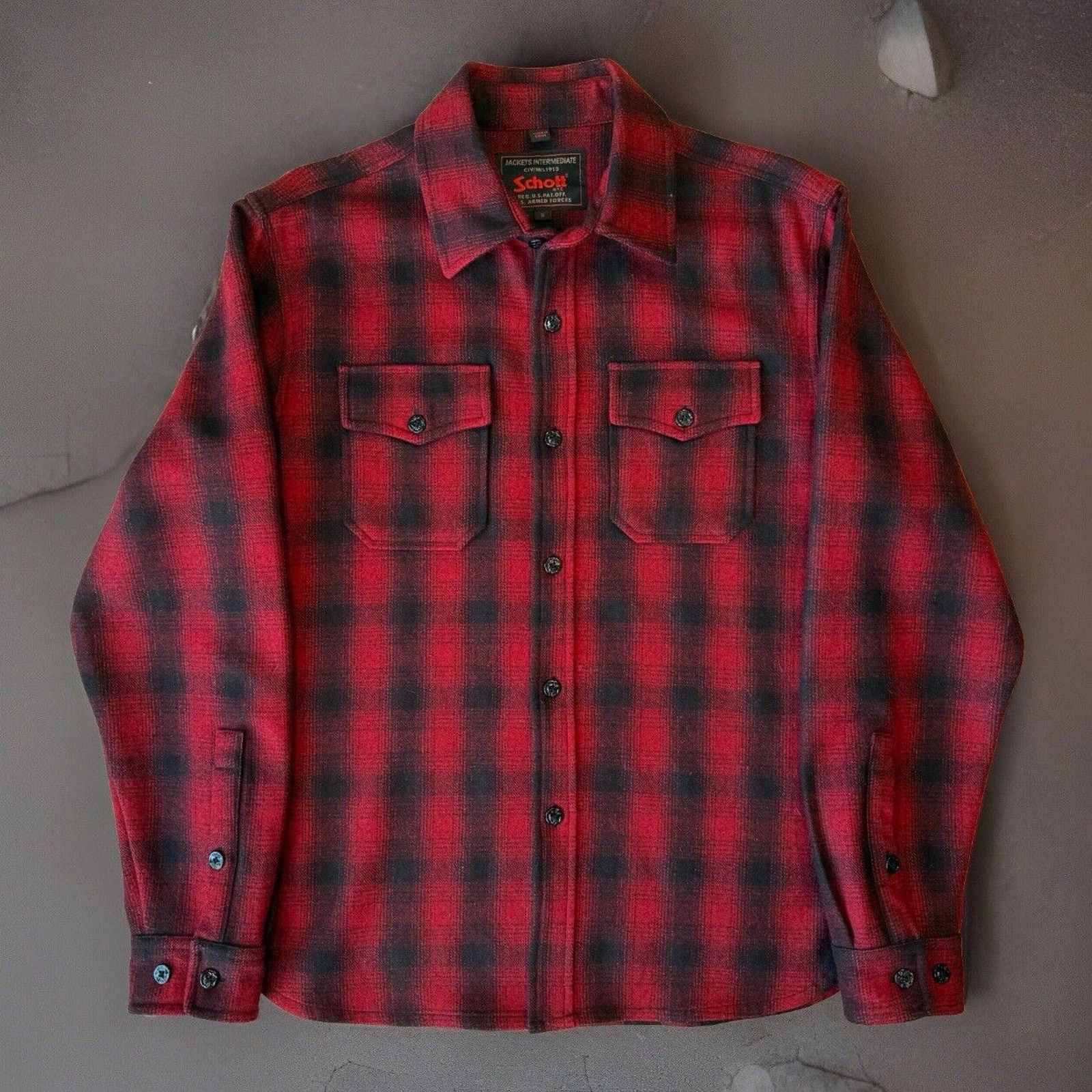 Schott Schott NYC Timber Wool Shirt Medium Red Black Buffalo Plaid Size US M / EU 48-50 / 2 - 1 Thumbnail