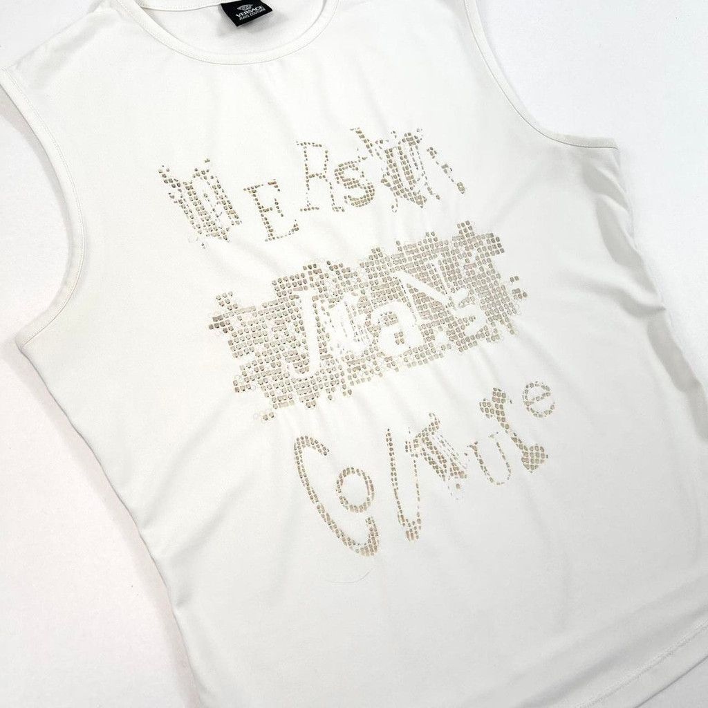 Versace Jeans Couture vintage Versace white tank top with textured logo Size M / US 6-8 / IT 42-44 - 5 Thumbnail
