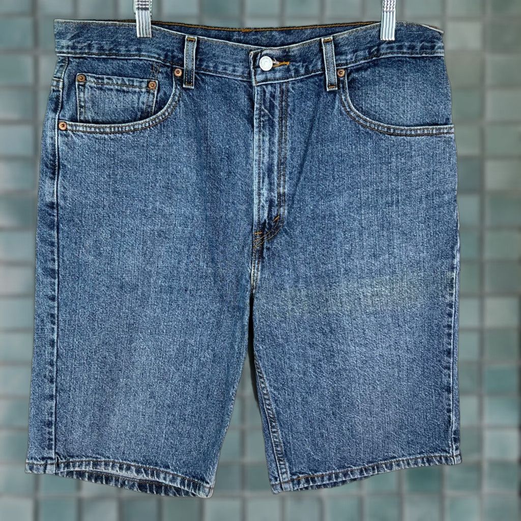 Levi's VINTAGE Levi's 505 Mens Denim Flat Front Regular Fit Mid Rise Blue Biker Shorts Size 36 Size US 36 / EU 52 - 1 Thumbnail