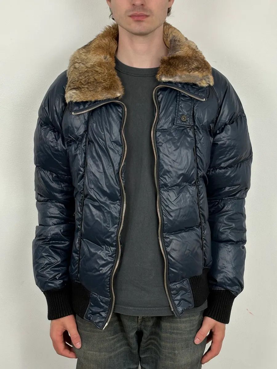 Just Cavalli FW2008 Cavalli Fur Collar Navy Puffer Jacket Size US M / EU 48-50 / 2 - 2 Thumbnail