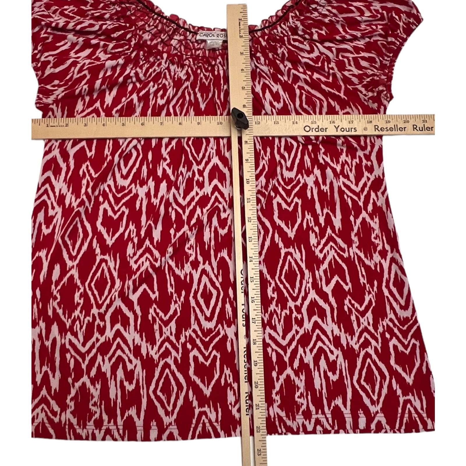 Other Carol Rose Shirt Medium Red & White Top Blouse Ruffled Neck Size M / US 6-8 / IT 42-44 - 6 Thumbnail