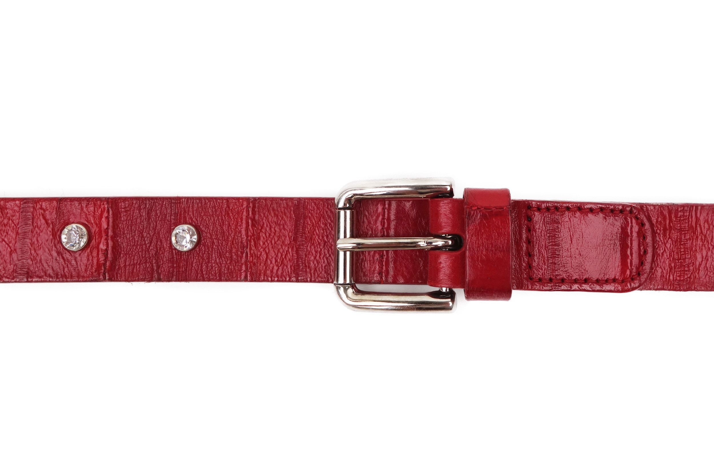Dolce & Gabbana Dolce Gabbana Red Leather Belt Studded Rhinestone Crystal 36 Size ONE SIZE - 12 Thumbnail