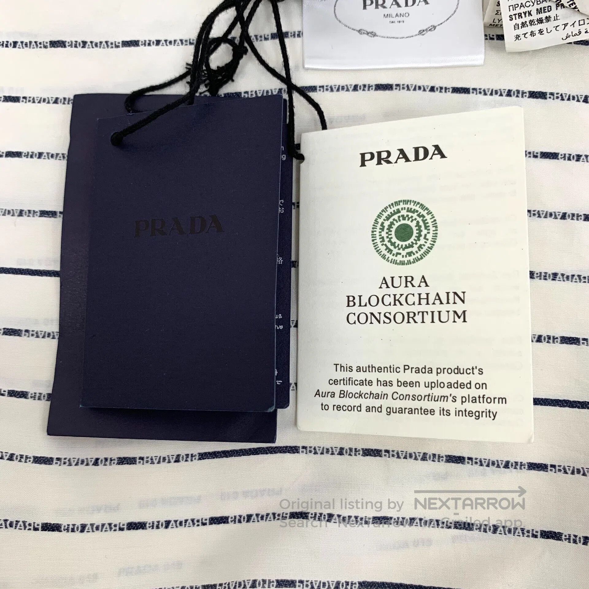 Prada Prada White striped logo lettering printed cotton button-d Size S / US 4 / IT 40 - 6 Thumbnail