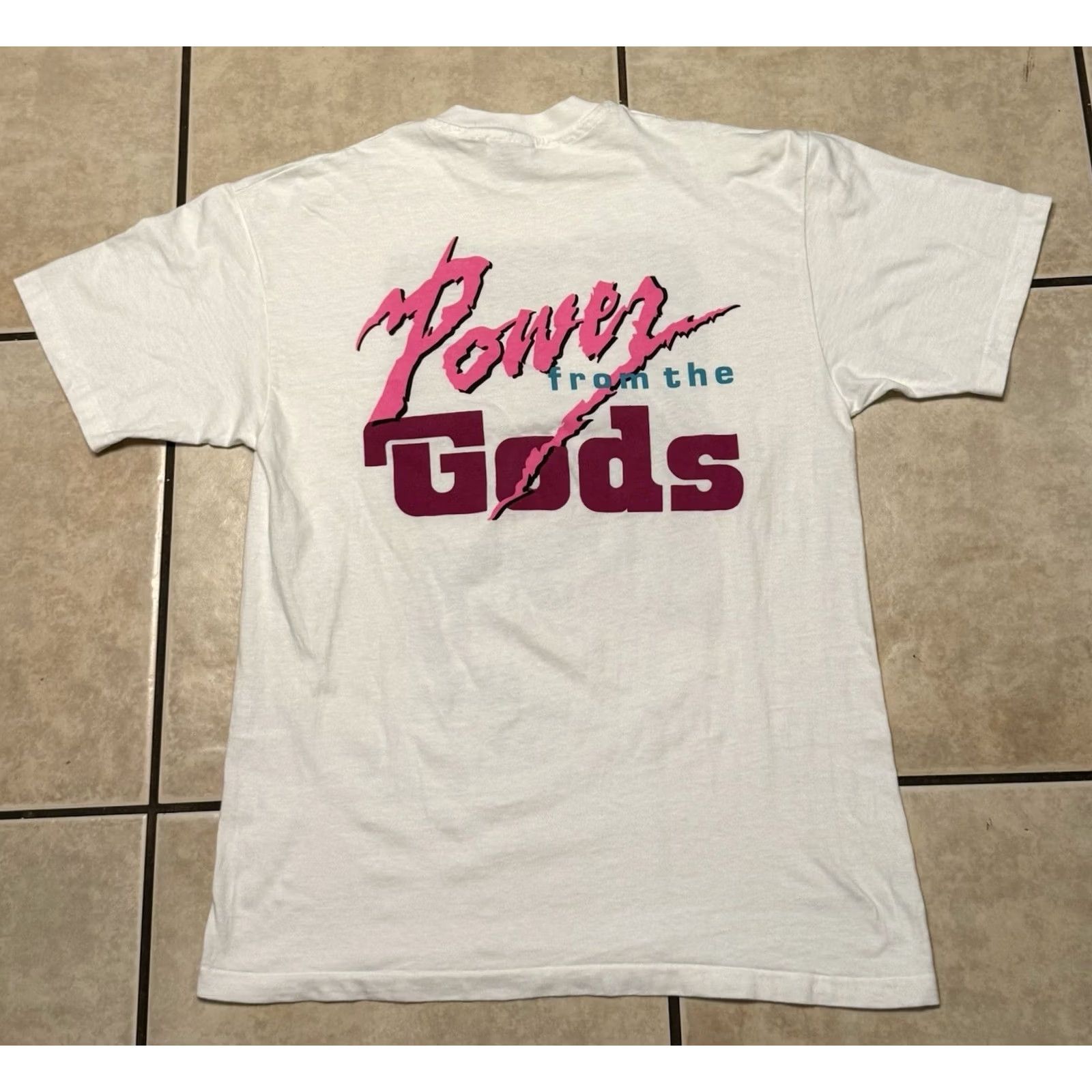 Hanes VINTAGE Hanes Power From The Gods Shirt L White Pinup Girl Cars 90s Graphic Print Mens Shirt Size US L / EU 52-54 / 3 - 2 Thumbnail