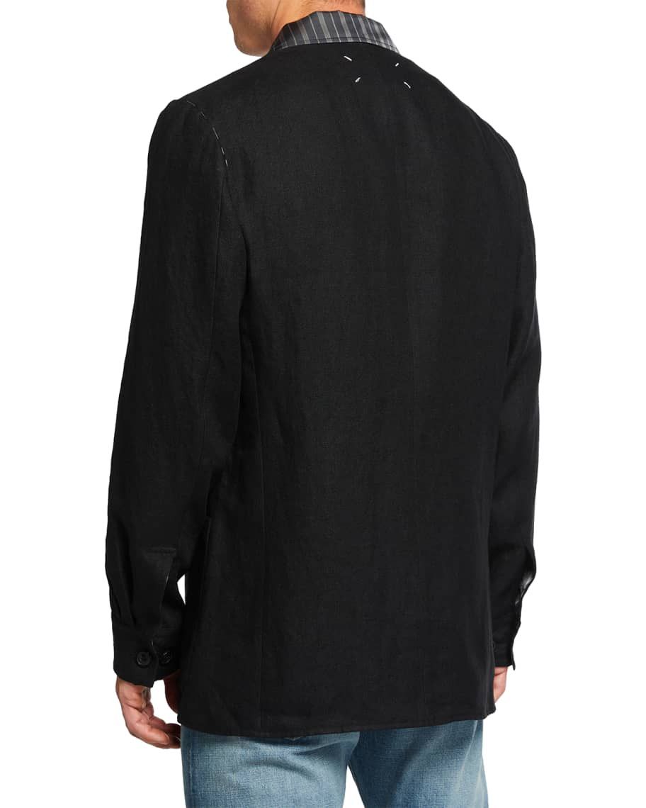Maison Margiela o1y1124 Linen Striped-Lapel Blazer in Multicolor Size US XXS / EU 40 - 2 Thumbnail