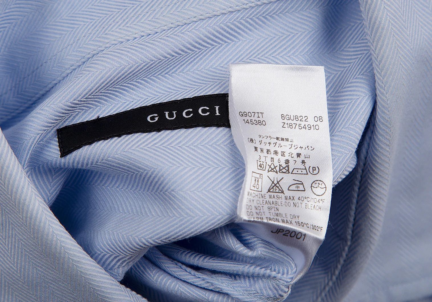 Gucci Cotton Herringbone Shirt in Light Blue Size S Size US S / EU 44-46 / 1 - 16 Thumbnail
