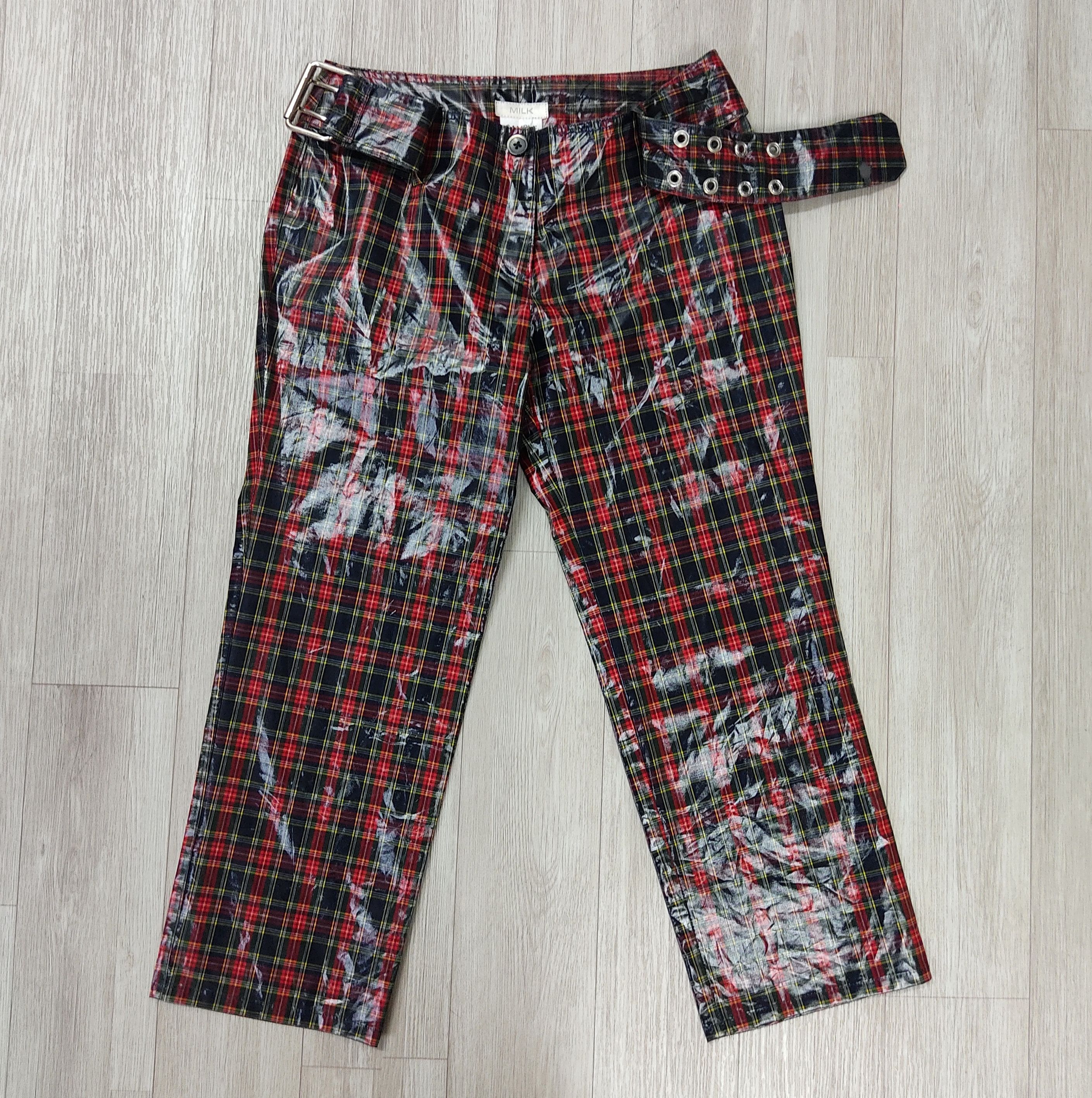 GOTHBOICLIQUE × Japanese Brand × Lad Musician MILK Goth Punk Plaid Tartan Cropped Pants Size 28" / US 6 / IT 42 - 7 Thumbnail