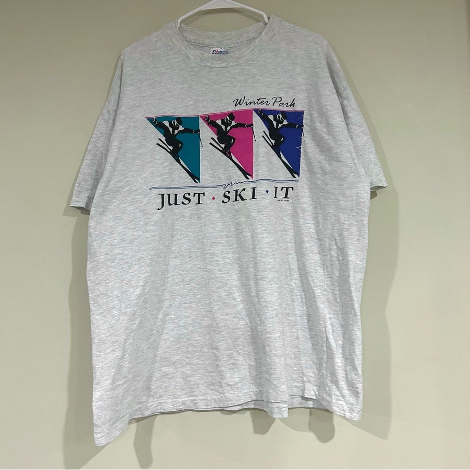 Hanes Vintage 1991 Just Ski It Winter Park Shirt Size US XXL / EU 58 / 5 - 1 Thumbnail