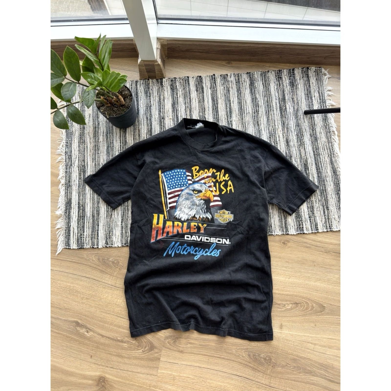 Harley Davidson VINTAGE Harley-Davidson Born in the USA T Shirt M Black | USA, 80s, Motorcycle, Classic, NY, Merch, Logo Mens Size US M / EU 48-50 / 2 - 2 Thumbnail