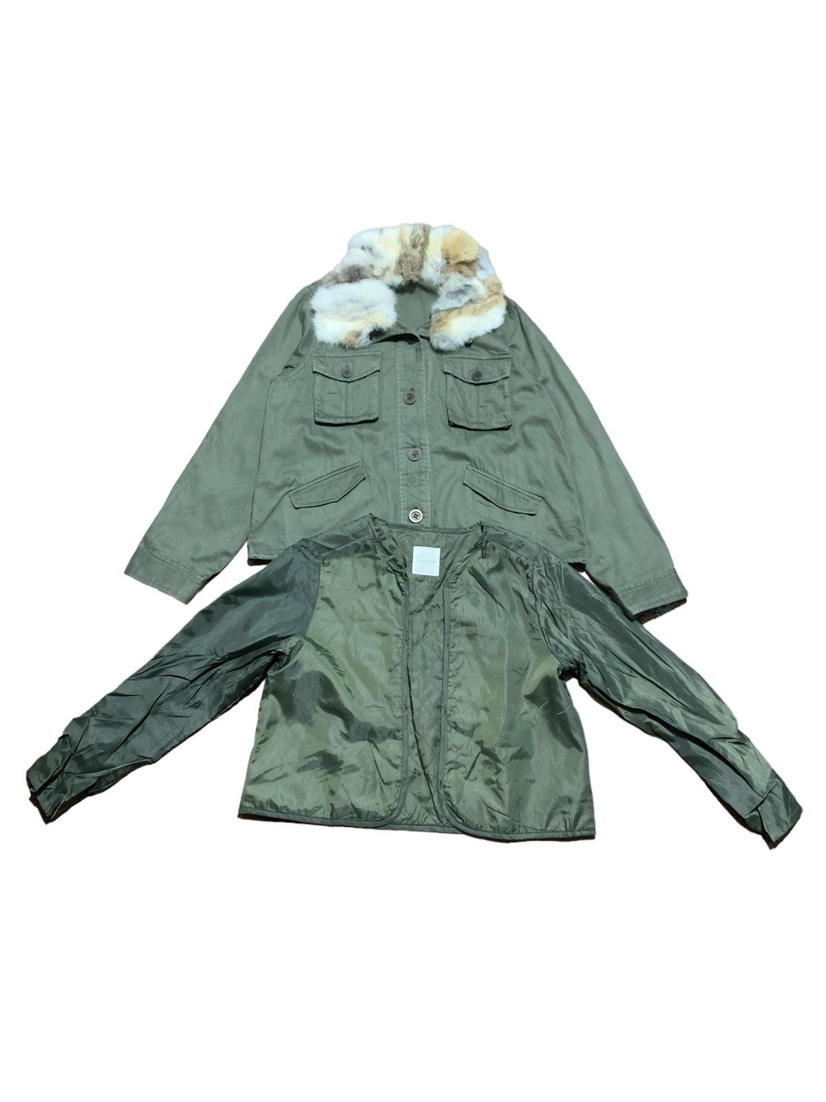 If Six Was Nine × LOWRYS FARM × Le Grande Bleu (L.G.B.) 2000s Lowrys Farm military green rabbit fur jacket Size US M / EU 48-50 / 2 - 13 Thumbnail