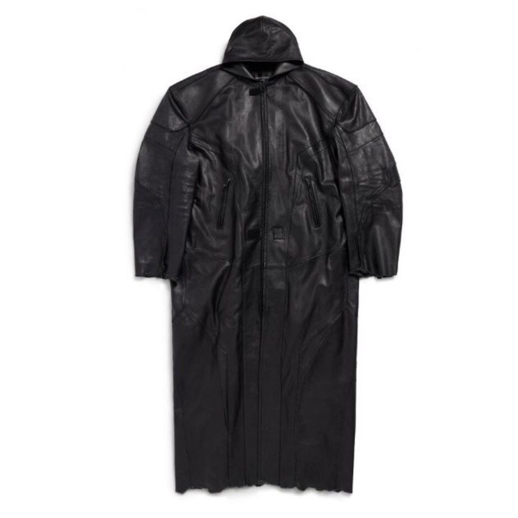 Balenciaga Balenciaga Hooded Leather Biker Coat Size US L / EU 52-54 / 3 - 1 Thumbnail