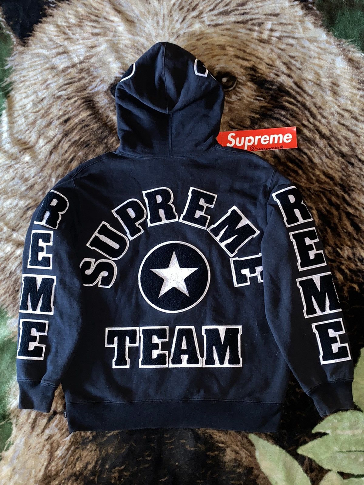 Pre-owned Ss22 Team Chenille Hoodie In Black