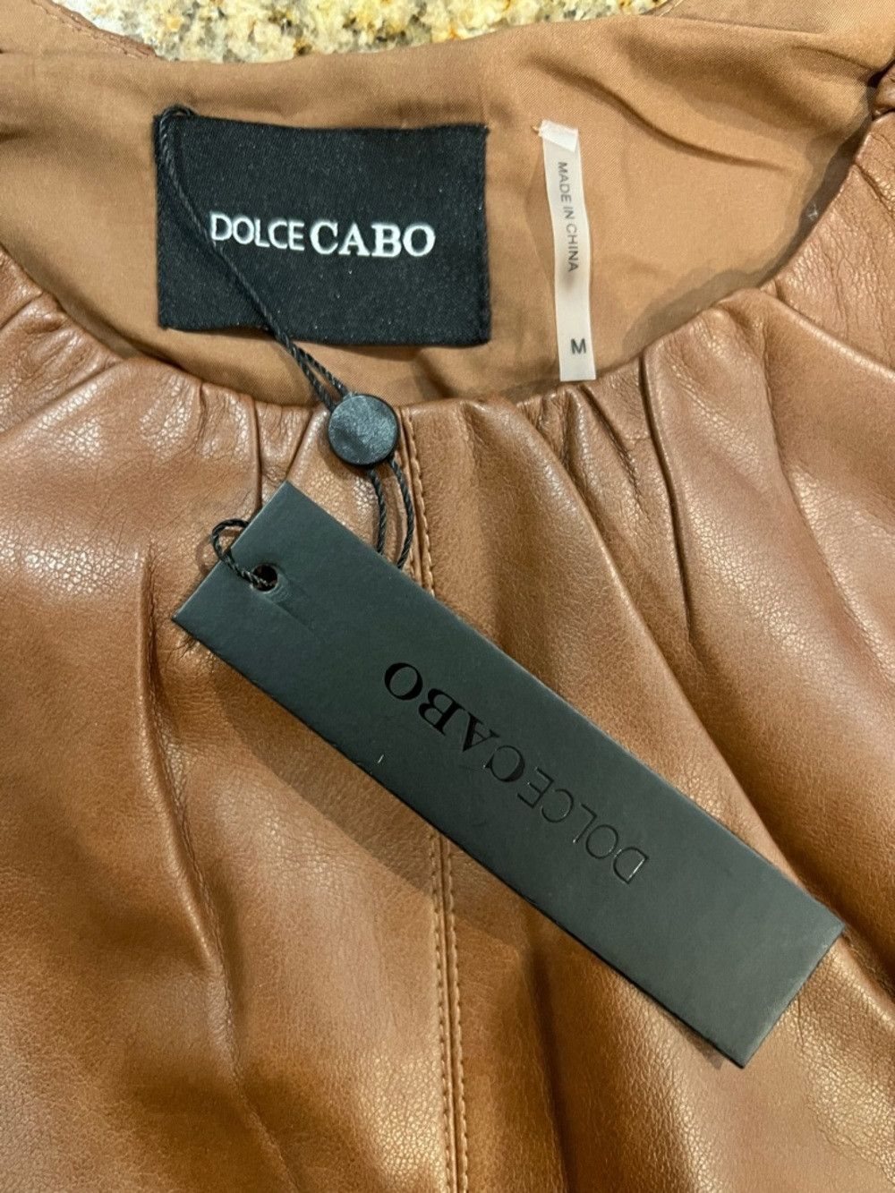 Other Dolce Cabo Faux Leather Tank Top Brown Ruched Neck Sleevele Size M / US 6-8 / IT 42-44 - 5 Thumbnail