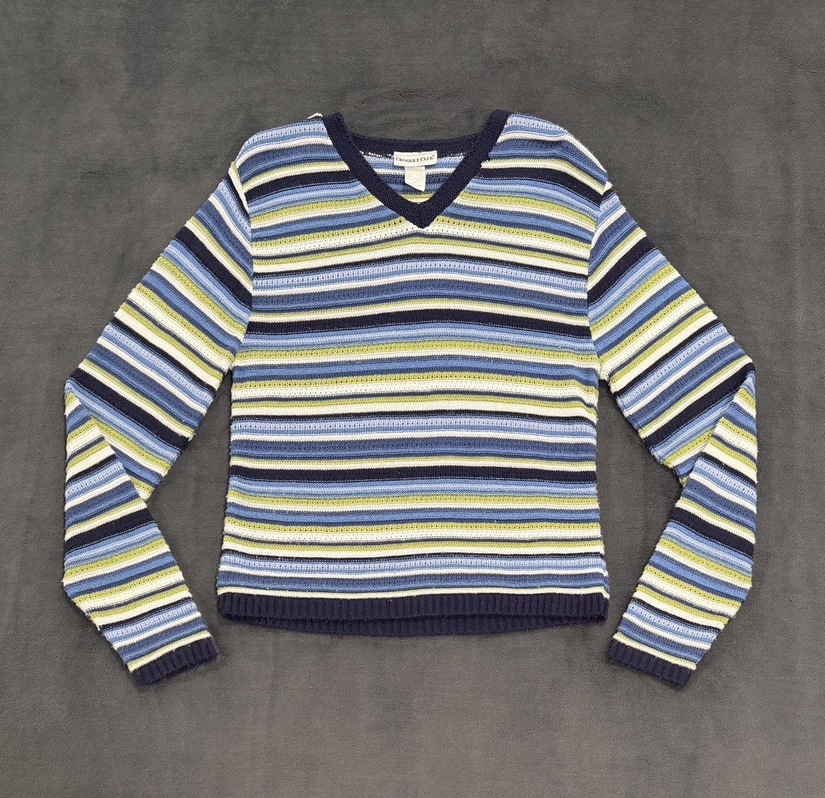 Other Vintage Croquet Club Women Striped Knit Sweater Made In USA Size L / US 10 / IT 46 - 5 Thumbnail