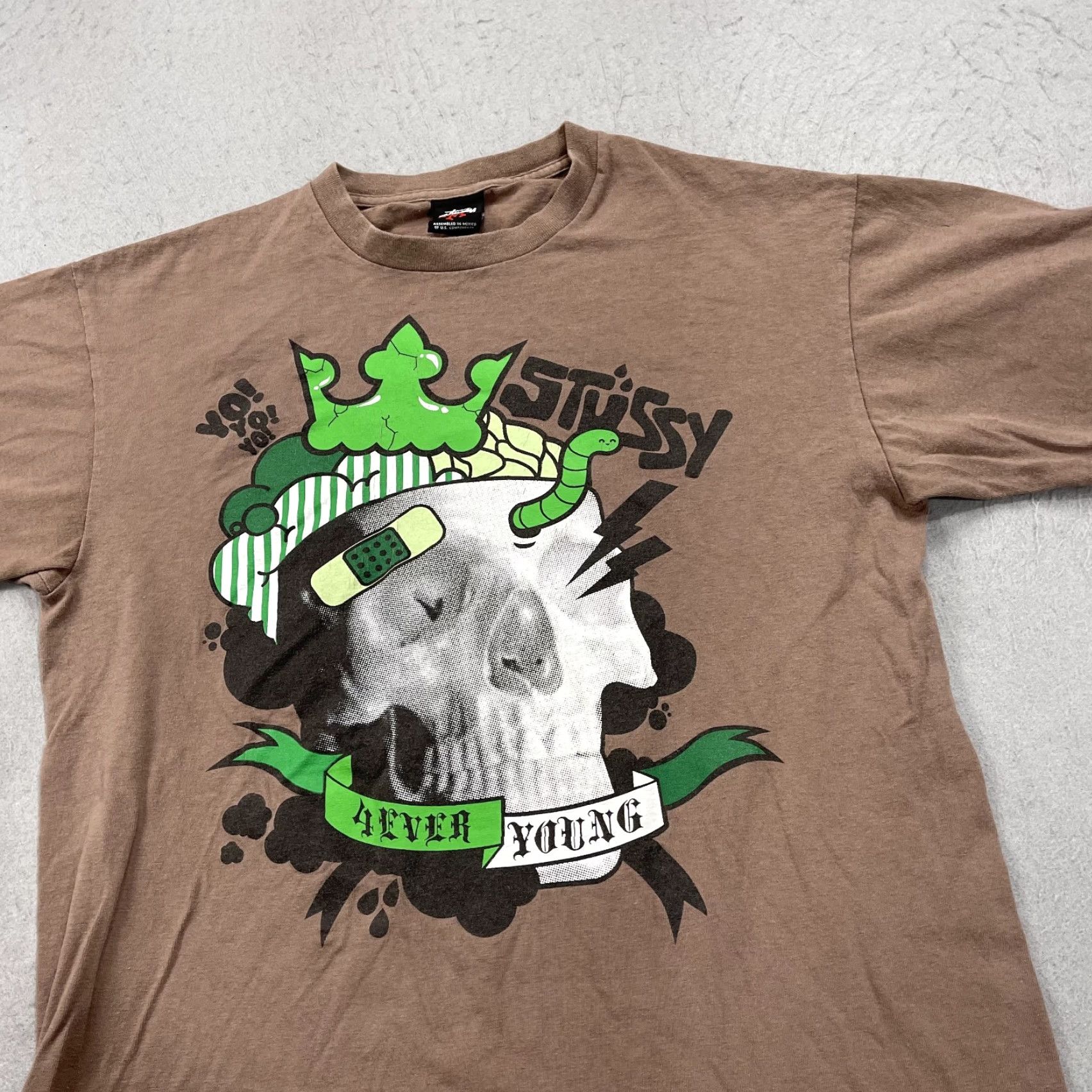 Logo 7 VINTAGE Stussy Shirt Mens M Brown Skull Graphic Tee Logo Y2K Size US M / EU 48-50 / 2 - 3 Thumbnail