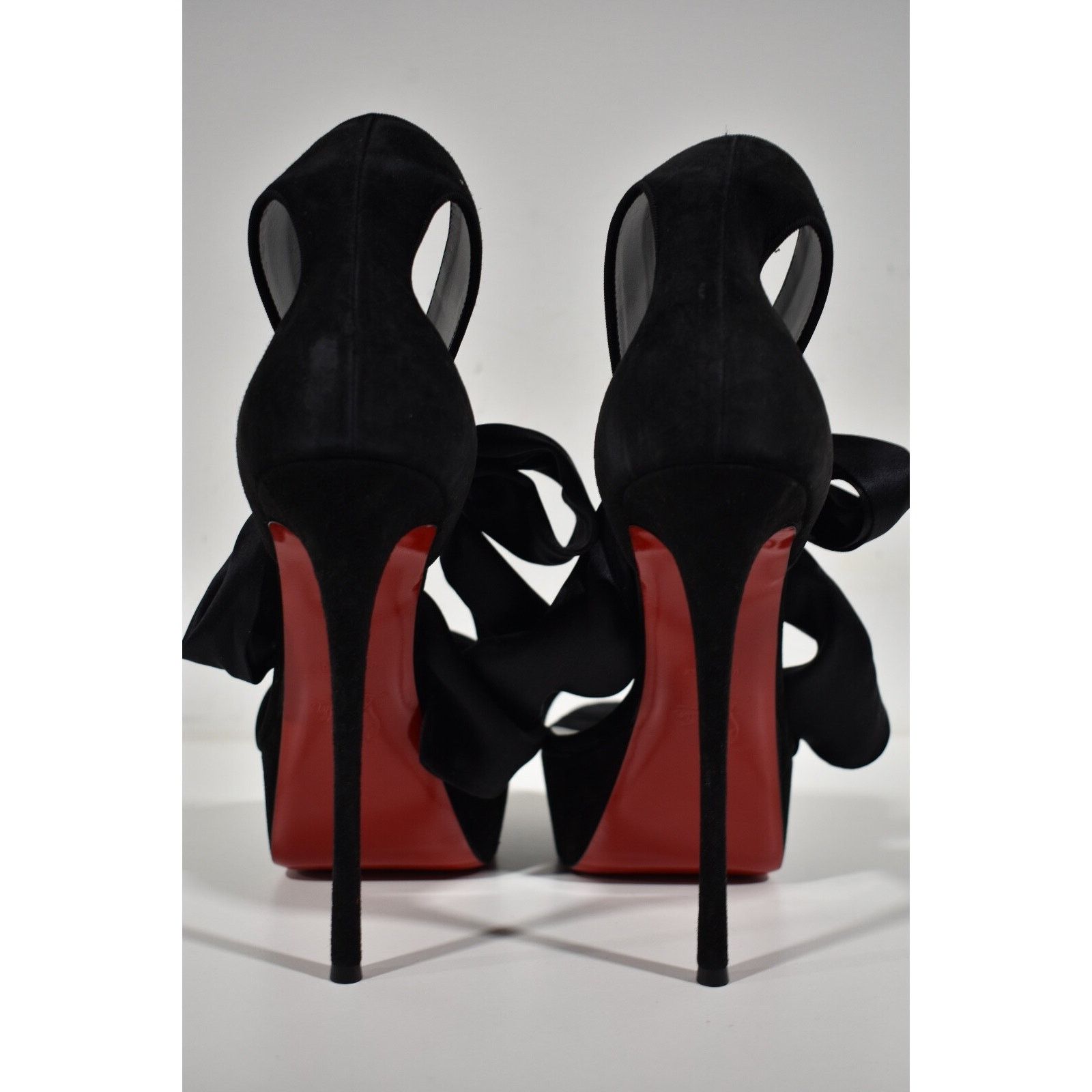 Christian Louboutin Torrida Alta 150 Black Silk Bow Platform Sandal Heel Pump 42 Size US 12 / IT 42 - 11 Thumbnail