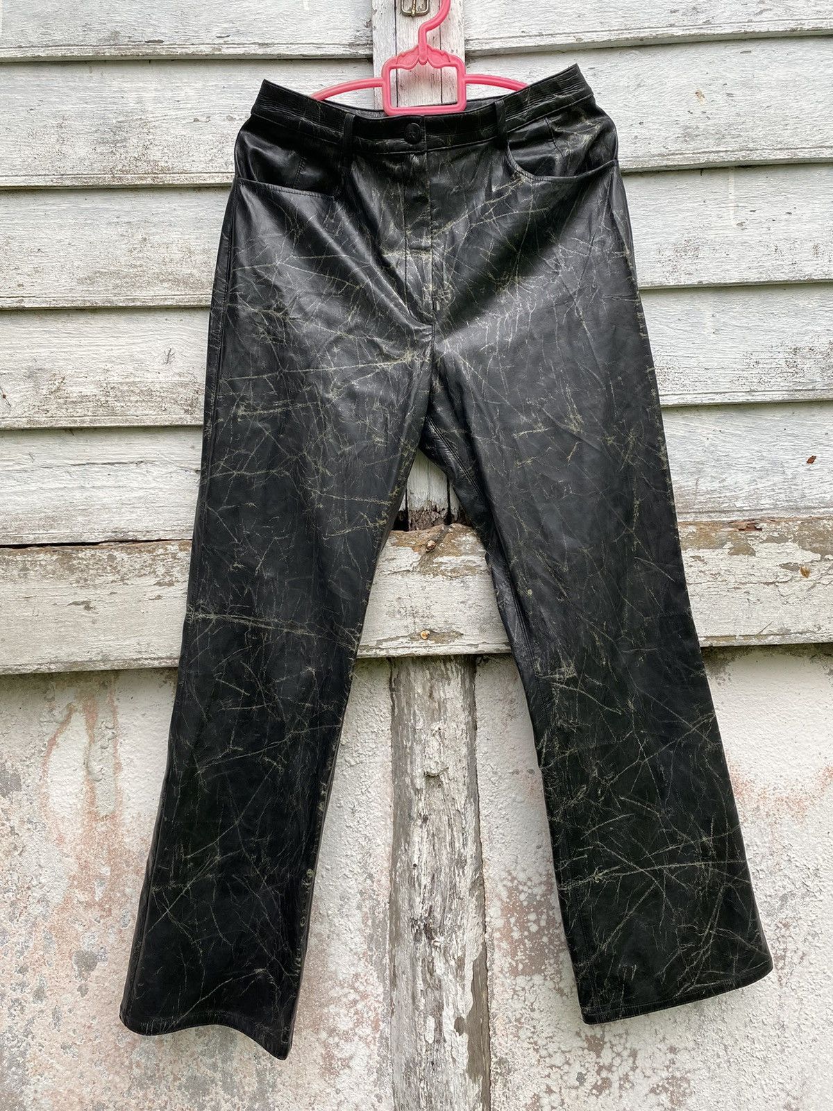 Designer Norma Kamali Bell Bottom Resin Coating Pant Size US 27 - 1 Thumbnail
