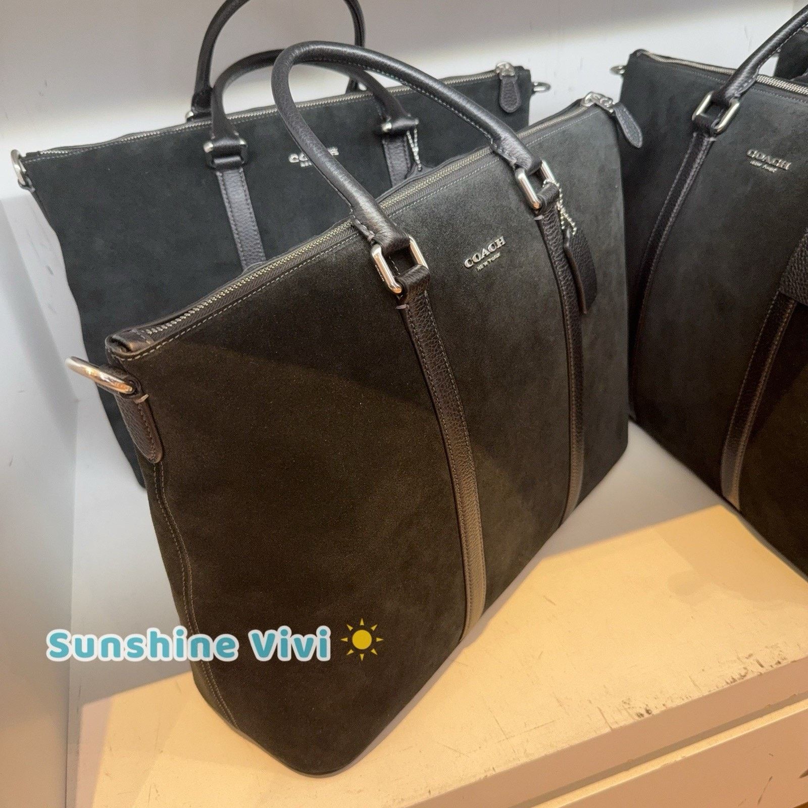Coach NWT COACH Caleb Work Bag Silver/Black Suede leather CDB66 Size ONE SIZE - 2 Thumbnail