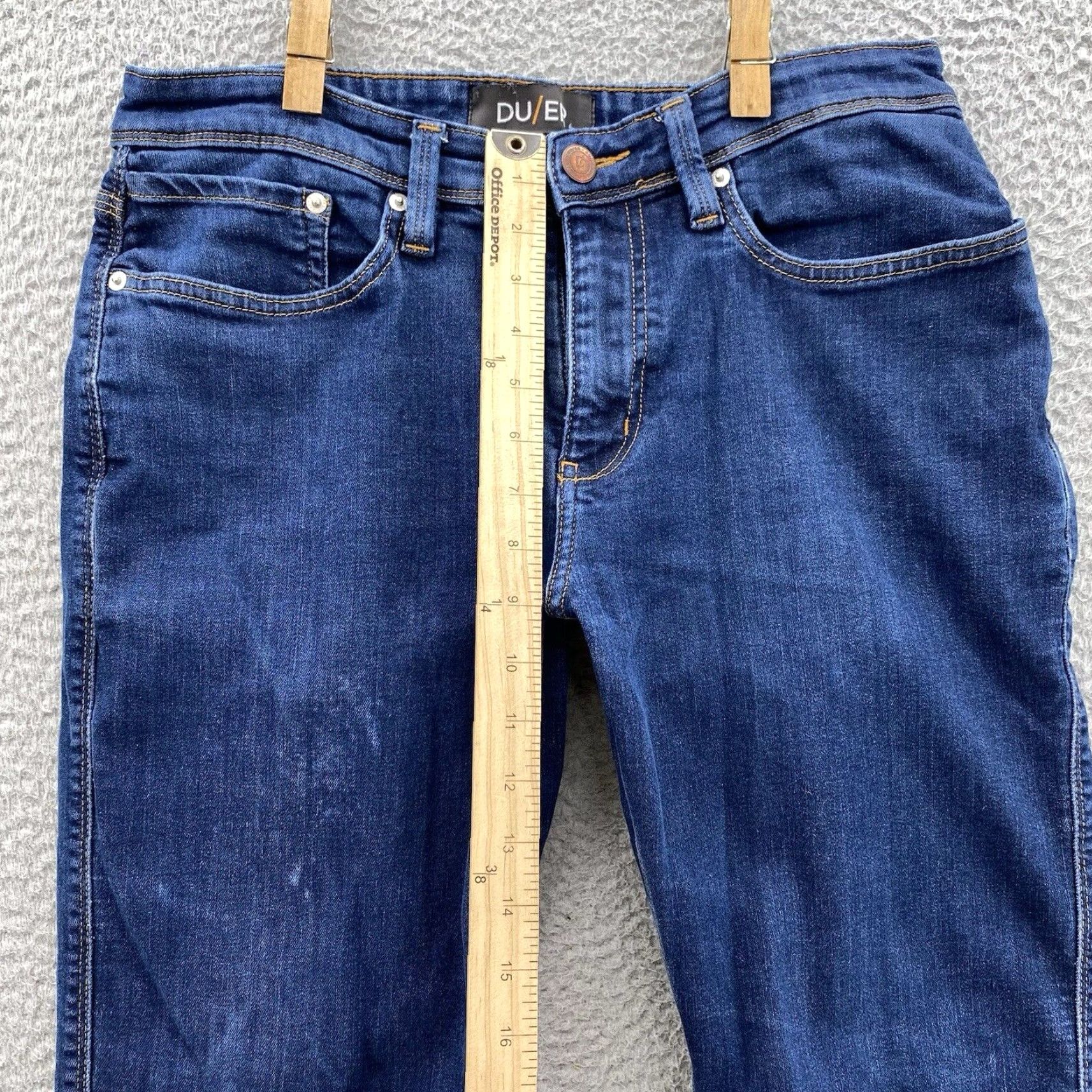 Denime Du/er Jeans Mens 32x28 L2X Relaxed Taper Dark Wash Denim Stretch Size US 32 / EU 48 - 6 Thumbnail