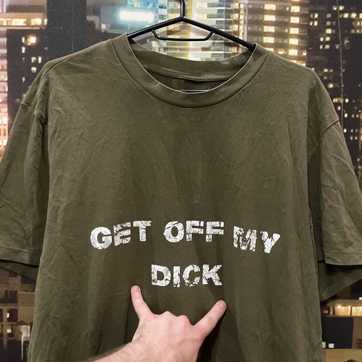 Japanese Brand OPIUM T SHIRT HUMOR GET OFF MY DICK PENIS SEX PORNSTAR 90s Size US L / EU 52-54 / 3 - 3 Thumbnail