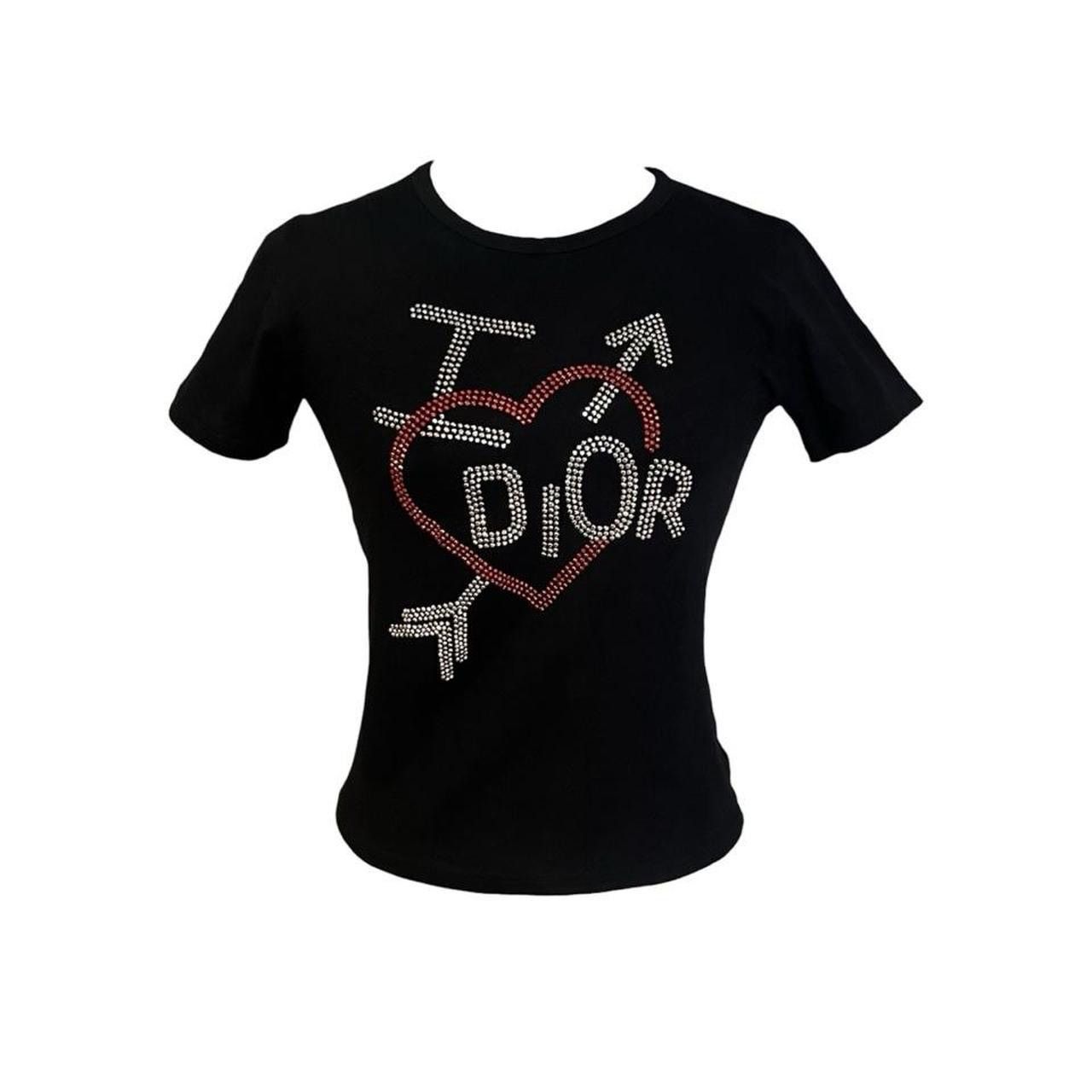Vintage Y2K McBling I ❤️ Dior 🏹 bedazzled t shirt top