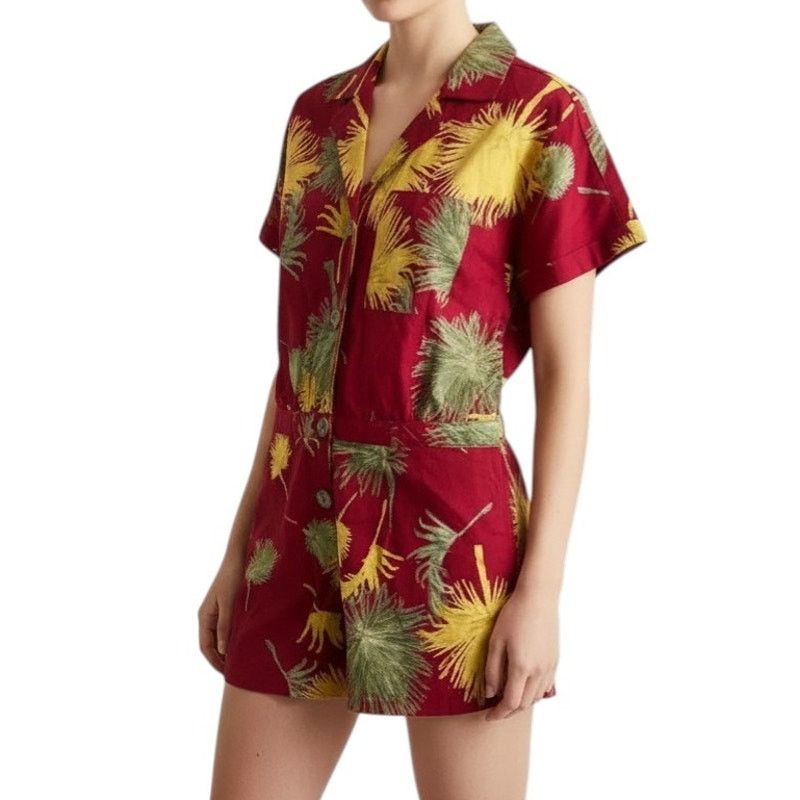 Free People Free People Malibu Cotton Button Closure Collared Romper, S Size 30" / US 8 / IT 44 - 5 Thumbnail