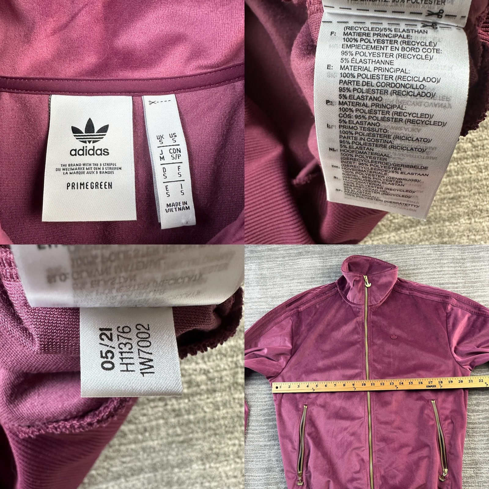 Adidas Adidas Sweatsuit Mens Small Velour 2PC Jacket Pants Set Firebird Originals Track Jacket Pockets Logo Red Regular Cotton Polyester Zippered N/A Size 36R - 8 Thumbnail