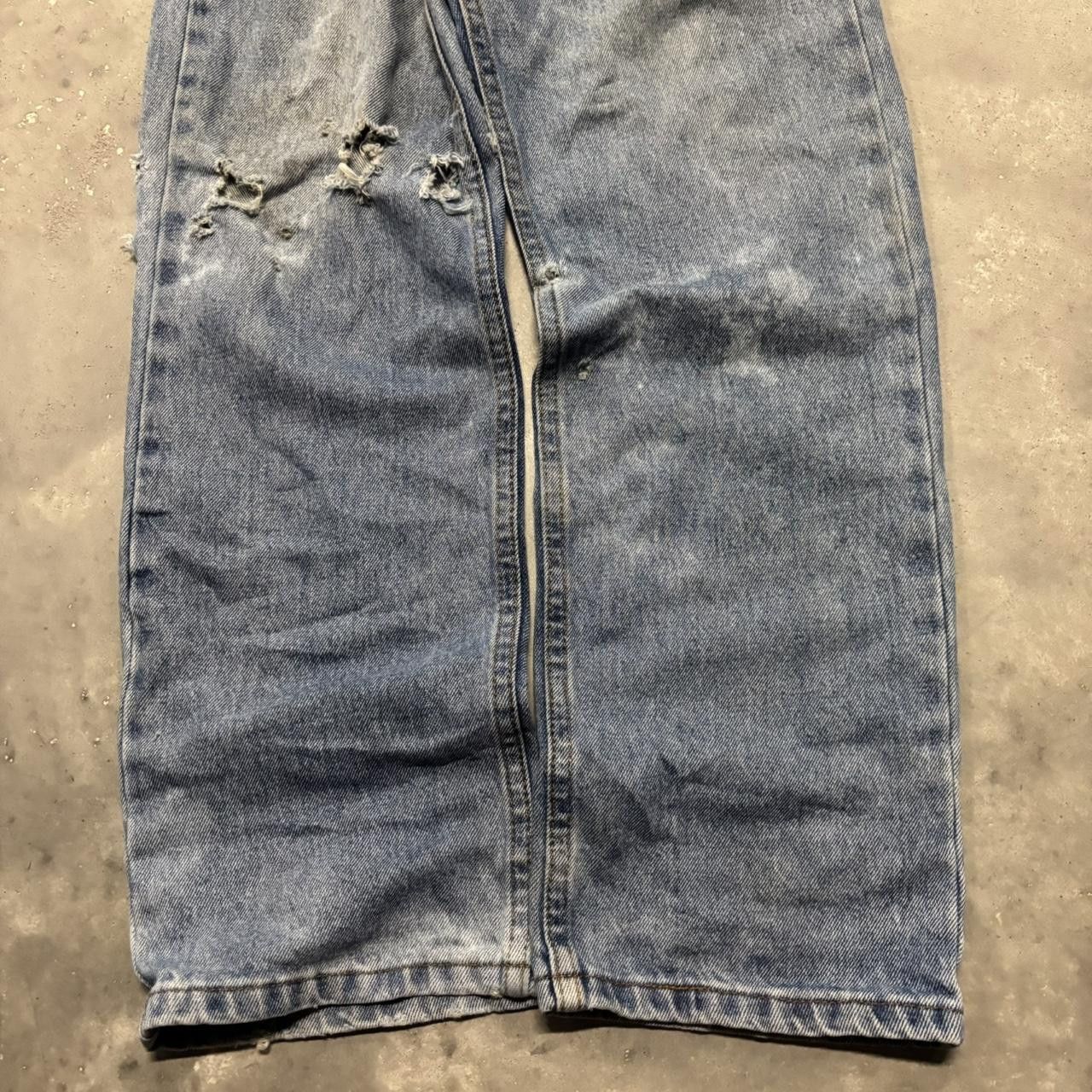 Japanese Brand × Vintage Crazy Vintage Y2K/2000s Grunge Medium Wash Distressed Essential Denim Jeans! Size US 31 - 6 Thumbnail