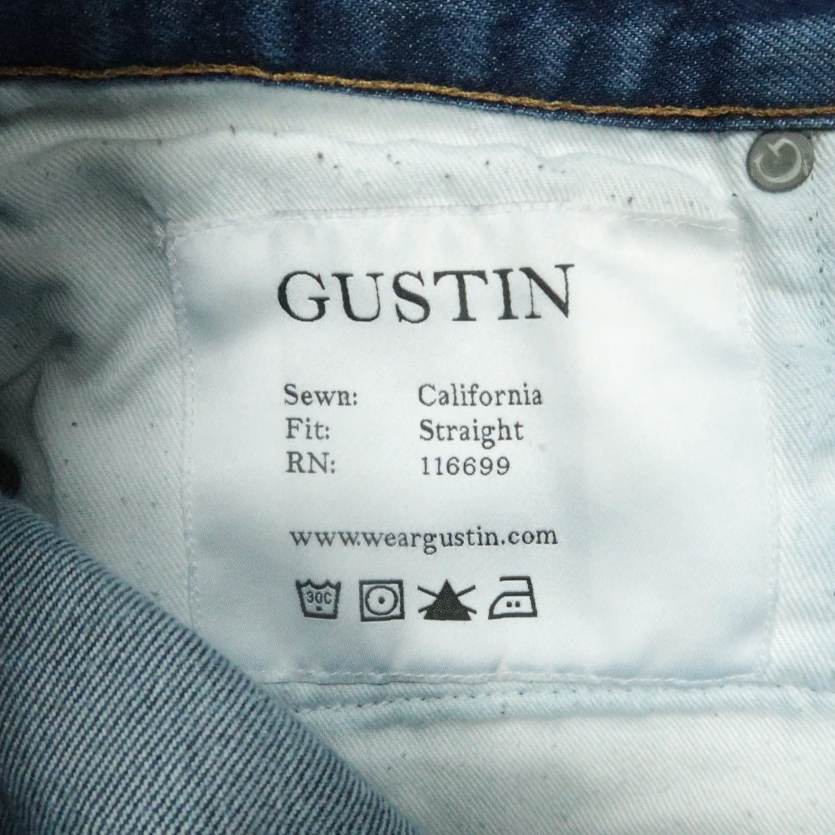 Gustin Gustin Jeans Mens 32x34 Blue California Straight Selvedge 5 Pocket Button Fly Size US 32 / EU 48 - 7 Thumbnail