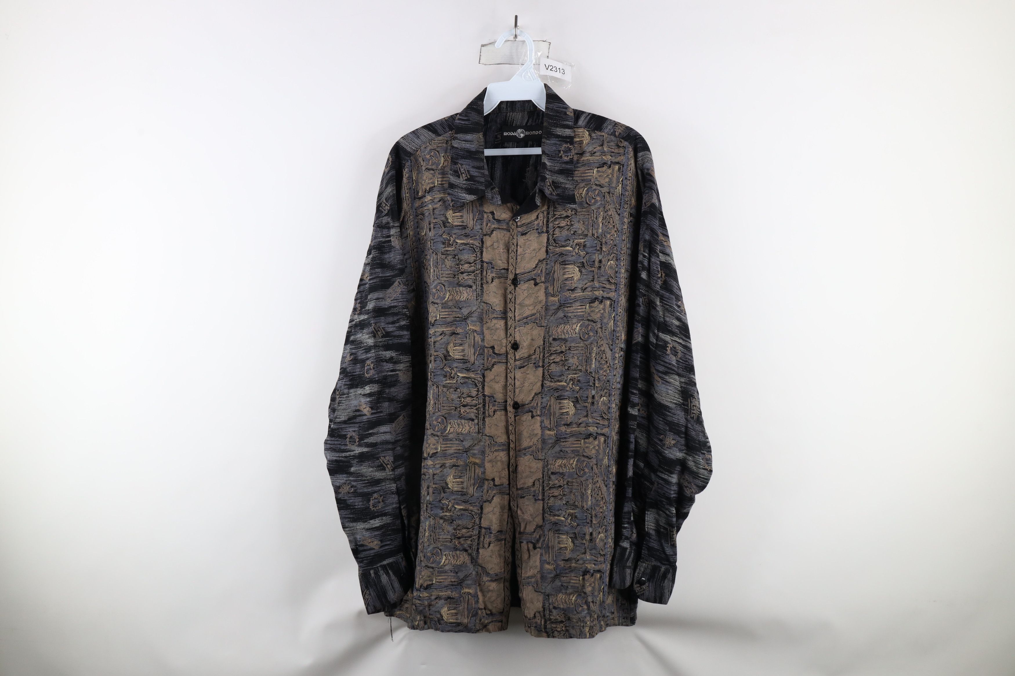 Vintage Vintage 90s Streetwear Art Collared Long Sleeve Button Shirt Size US XL / EU 56 / 4 - 1 Thumbnail