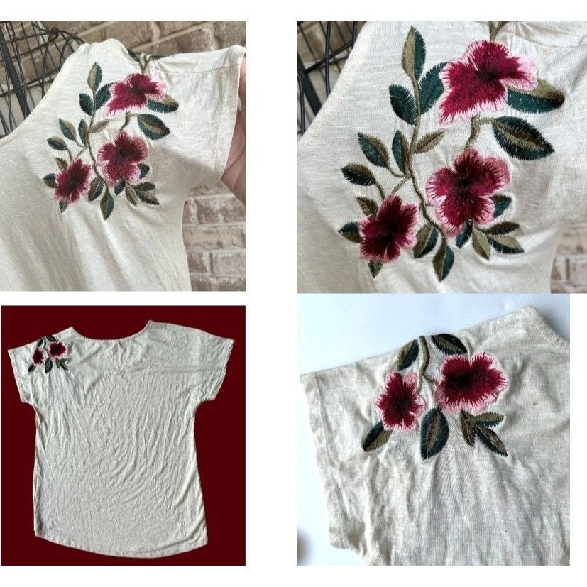 Other Adiva Embroidered Top Medium Cream Textured Floral Size M / US 6-8 / IT 42-44 - 2 Thumbnail